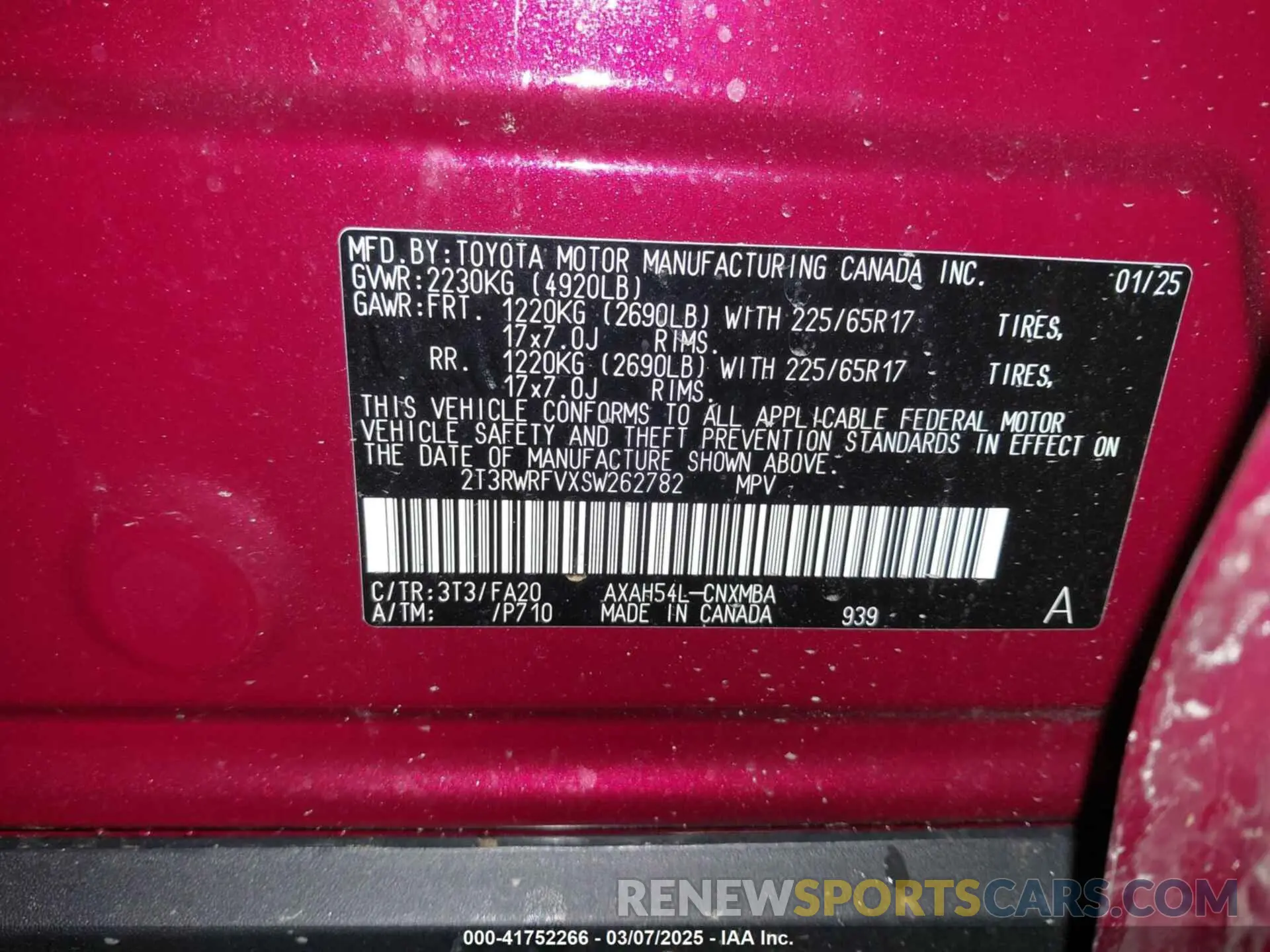 9 Фотография поврежденного автомобиля 2T3RWRFVXSW262782 TOYOTA RAV4 HYBRID 2025