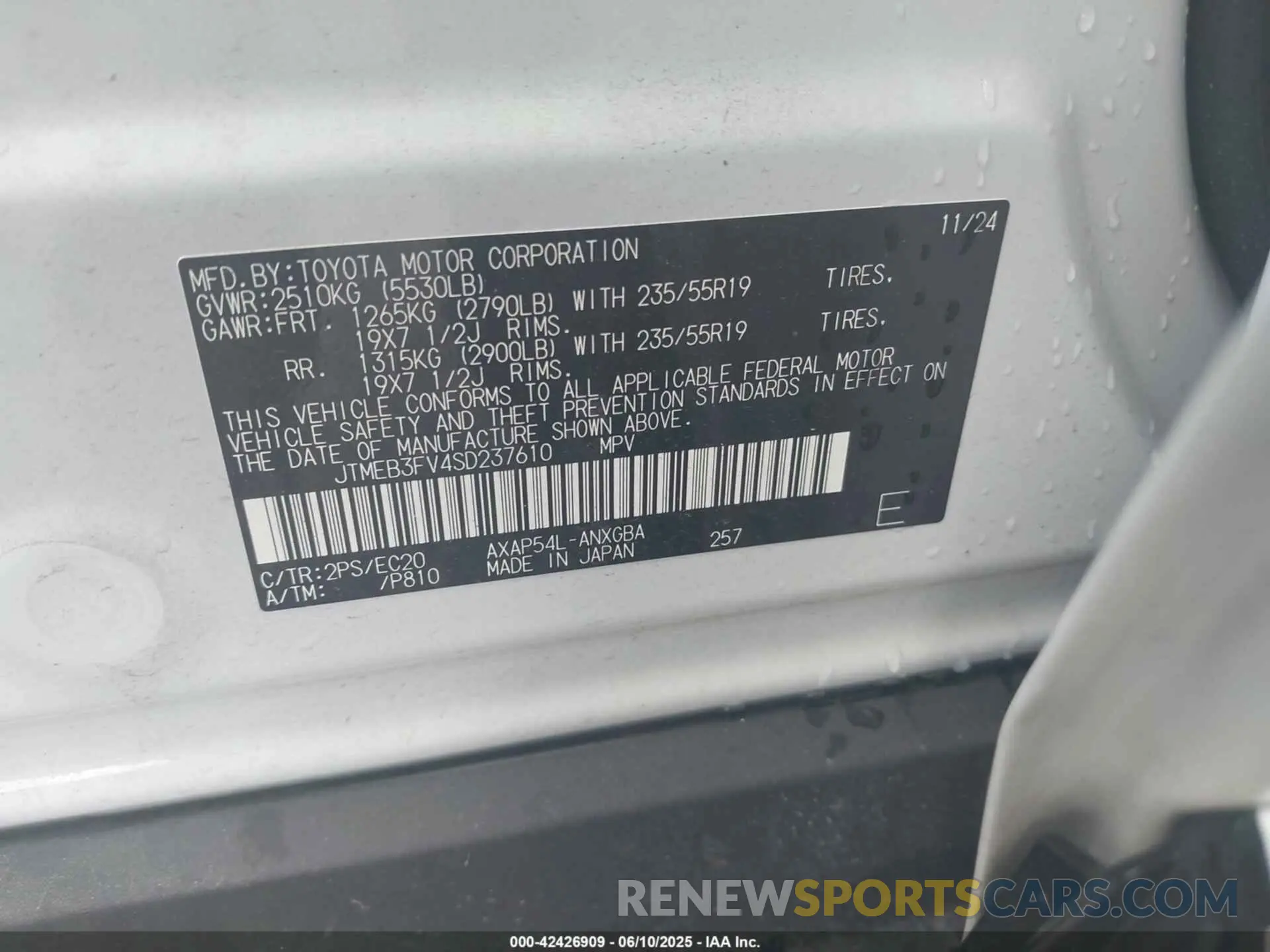 9 Photograph of a damaged car JTMEB3FV4SD237610 TOYOTA RAV4 PLUG-IN HYBRID 2025
