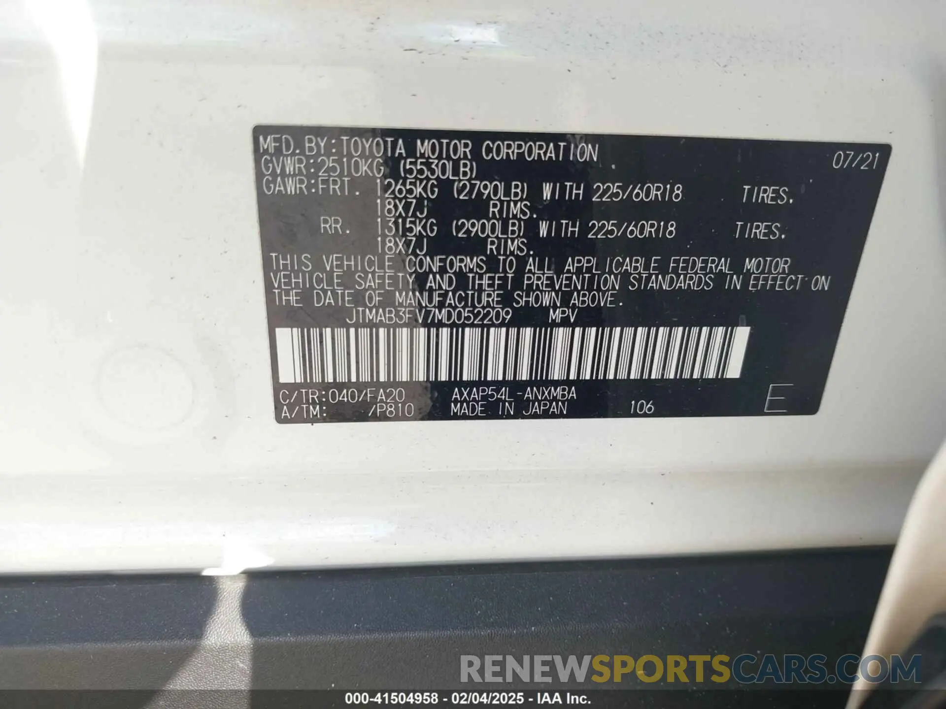 9 Photograph of a damaged car JTMAB3FV7MD052209 TOYOTA RAV4 PRIME 2021