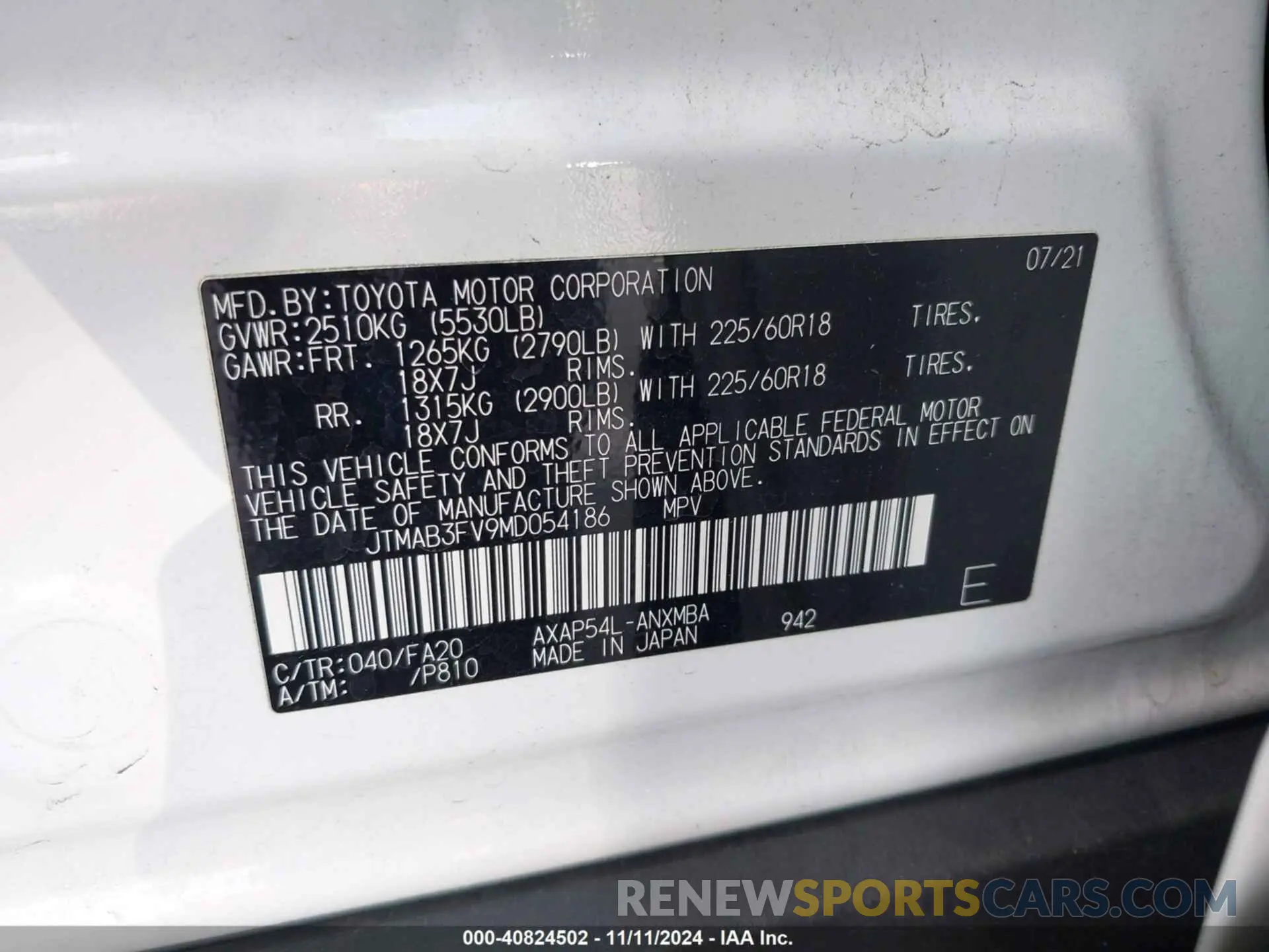 9 Photograph of a damaged car JTMAB3FV9MD054186 TOYOTA RAV4 PRIME 2021