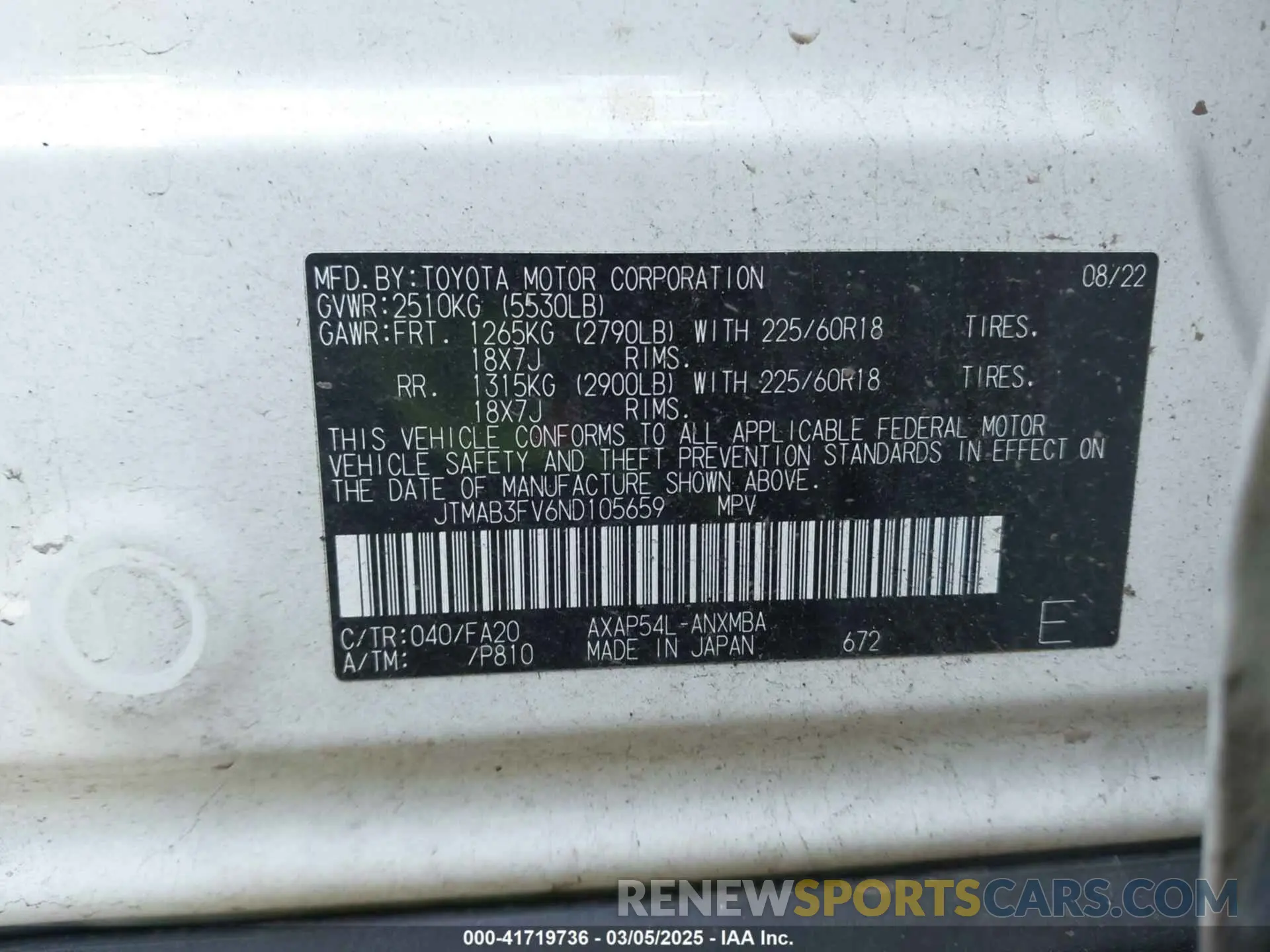 9 Photograph of a damaged car JTMAB3FV6ND105659 TOYOTA RAV4 PRIME 2022