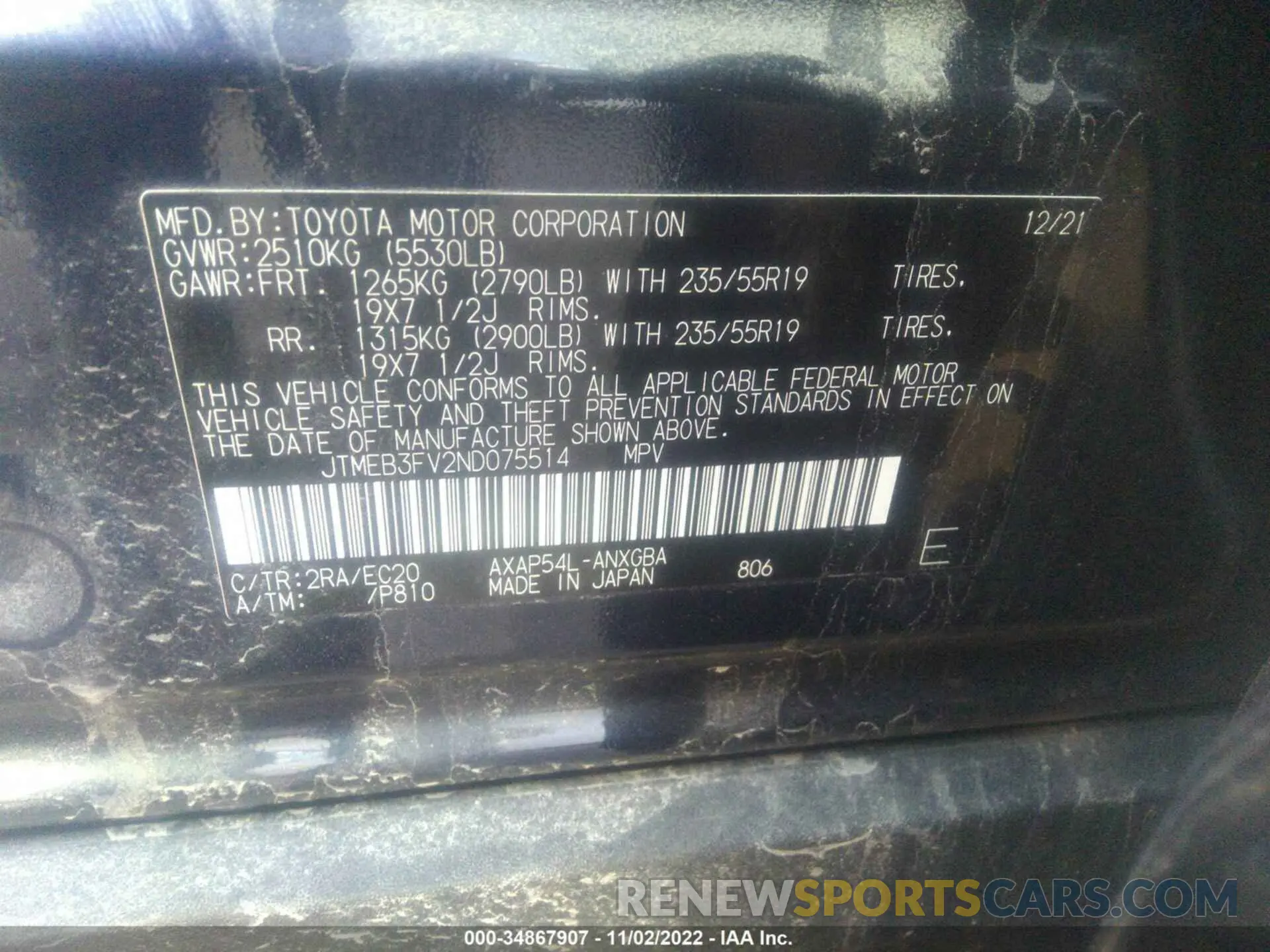 9 Photograph of a damaged car JTMEB3FV2ND075514 TOYOTA RAV4 PRIME 2022