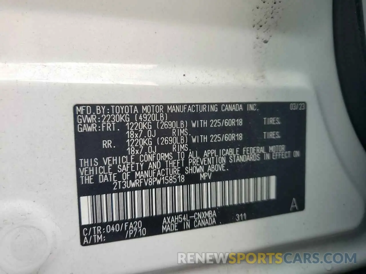 13 Фотография поврежденного автомобиля 2T3UWRFV8PW158518 TOYOTA RAV4 WOODL 2023