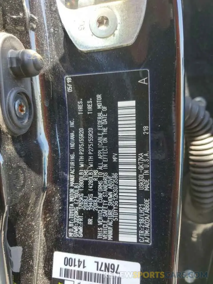 13 Photograph of a damaged car 5TDYY5G12KS073586 TOYOTA SEQUOIA 2019