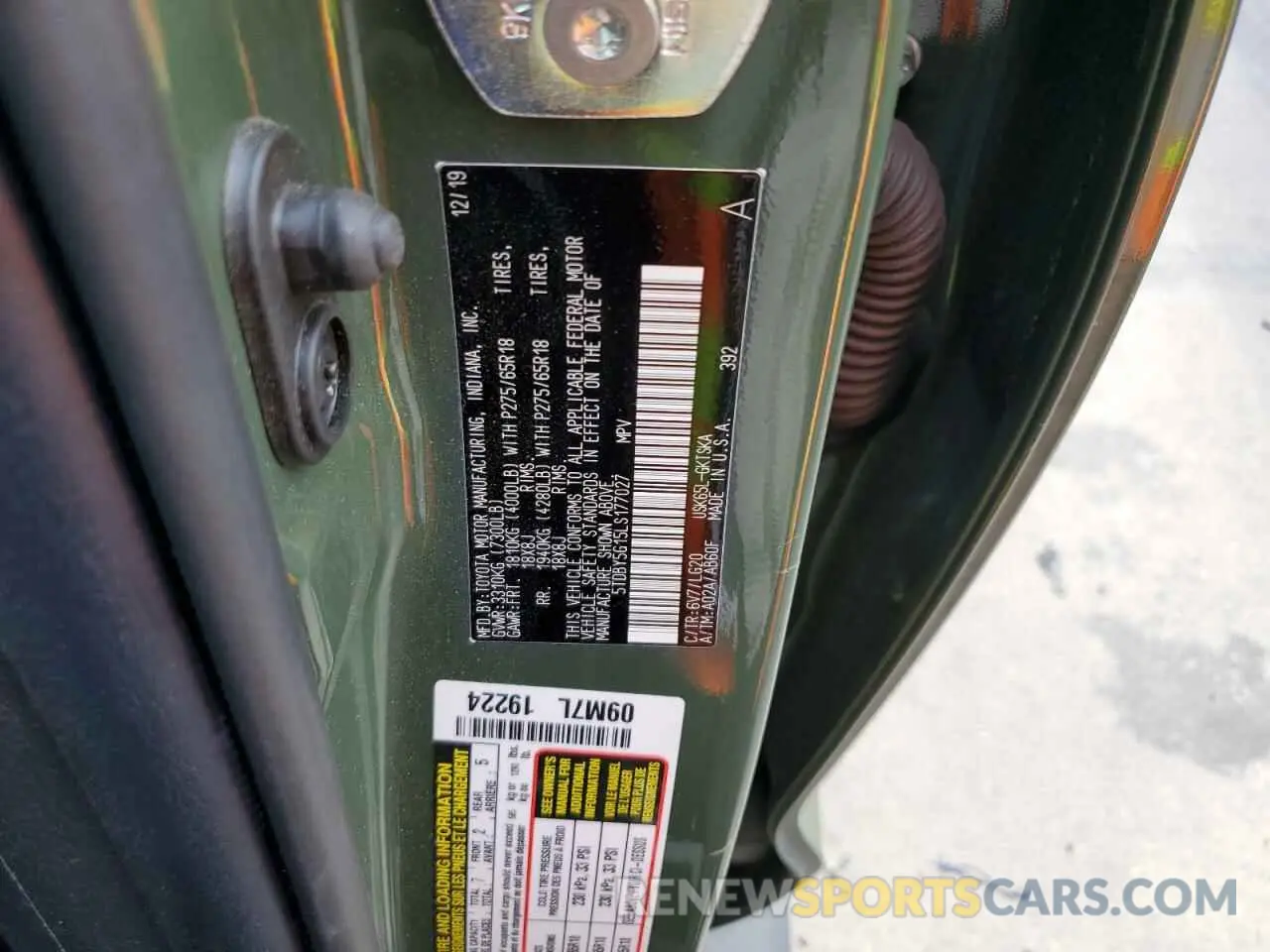 14 Фотография поврежденного автомобиля 5TDBY5G15LS177027 TOYOTA SEQUOIA 2020