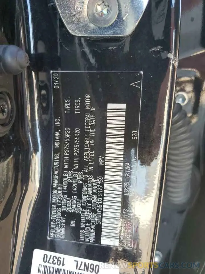 13 Photograph of a damaged car 5TDDY5G1XLS177159 TOYOTA SEQUOIA 2020