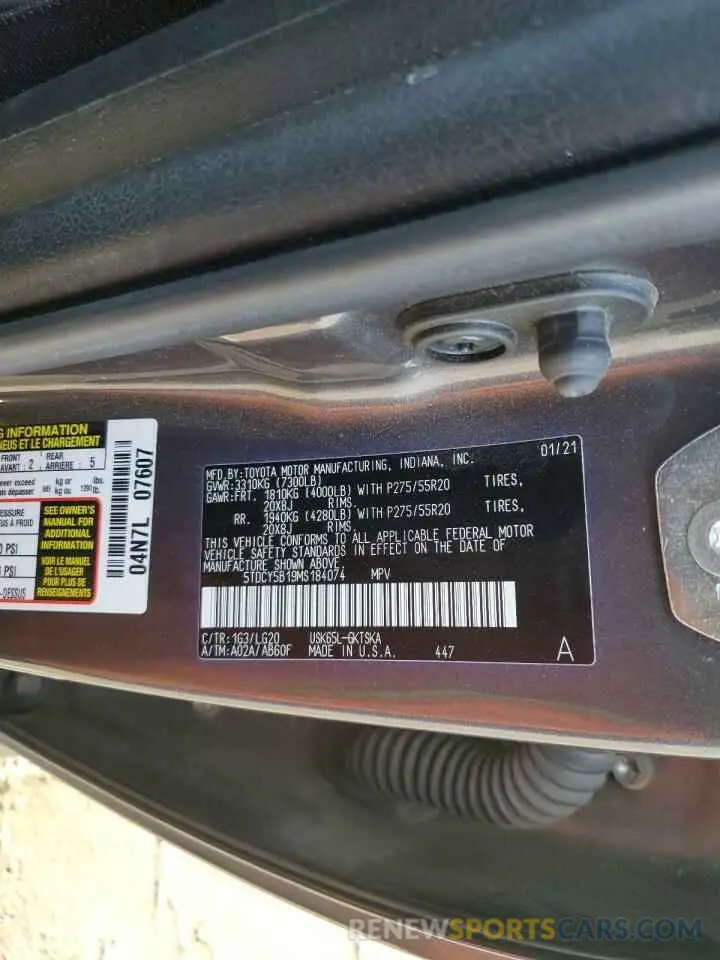 14 Фотография поврежденного автомобиля 5TDCY5B19MS184074 TOYOTA SEQUOIA 2021