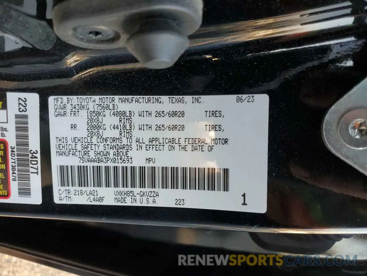 14 Фотография поврежденного автомобиля 7SVAAABA3PX015693 TOYOTA SEQUOIA 2023