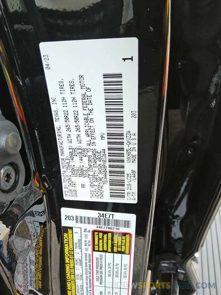 14 Фотография поврежденного автомобиля 7SVAAABA8PX012644 TOYOTA SEQUOIA 2023