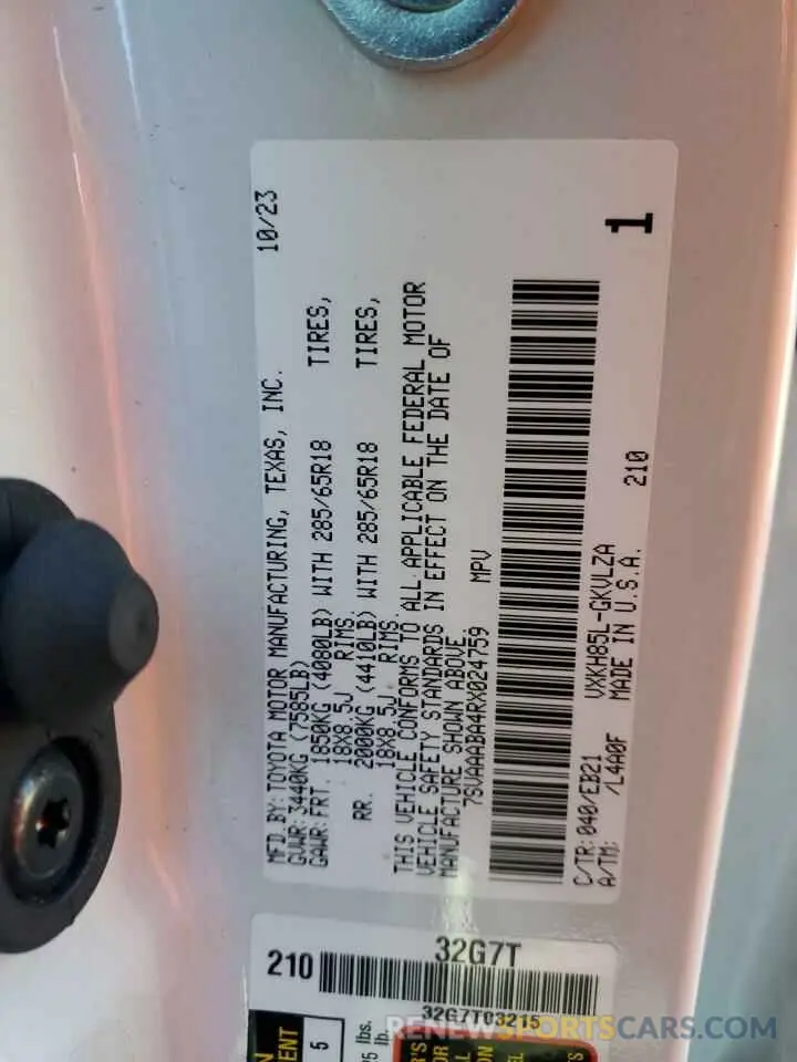 14 Фотография поврежденного автомобиля 7SVAAABA4RX024759 TOYOTA SEQUOIA 2024