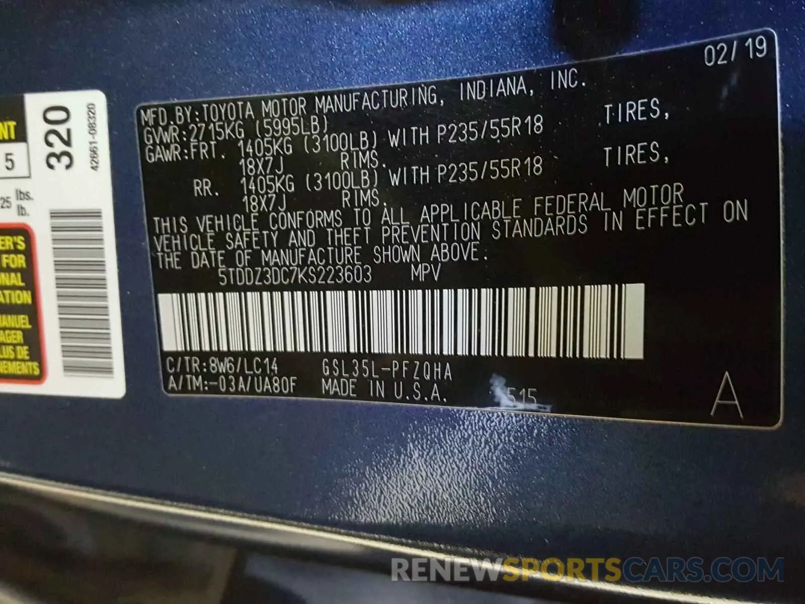 10 Photograph of a damaged car 5TDDZ3DC7KS223603 TOYOTA SIENNA 2019