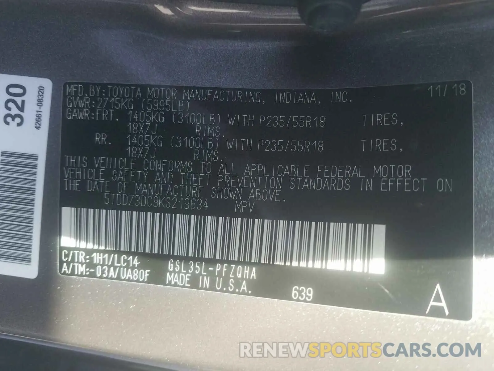 10 Photograph of a damaged car 5TDDZ3DC9KS219634 TOYOTA SIENNA 2019