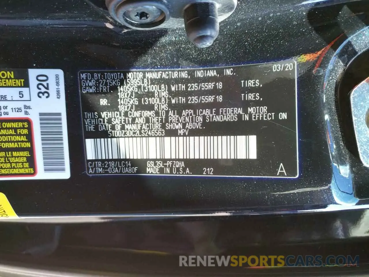 10 Photograph of a damaged car 5TDDZ3DC2LS246563 TOYOTA SIENNA 2020