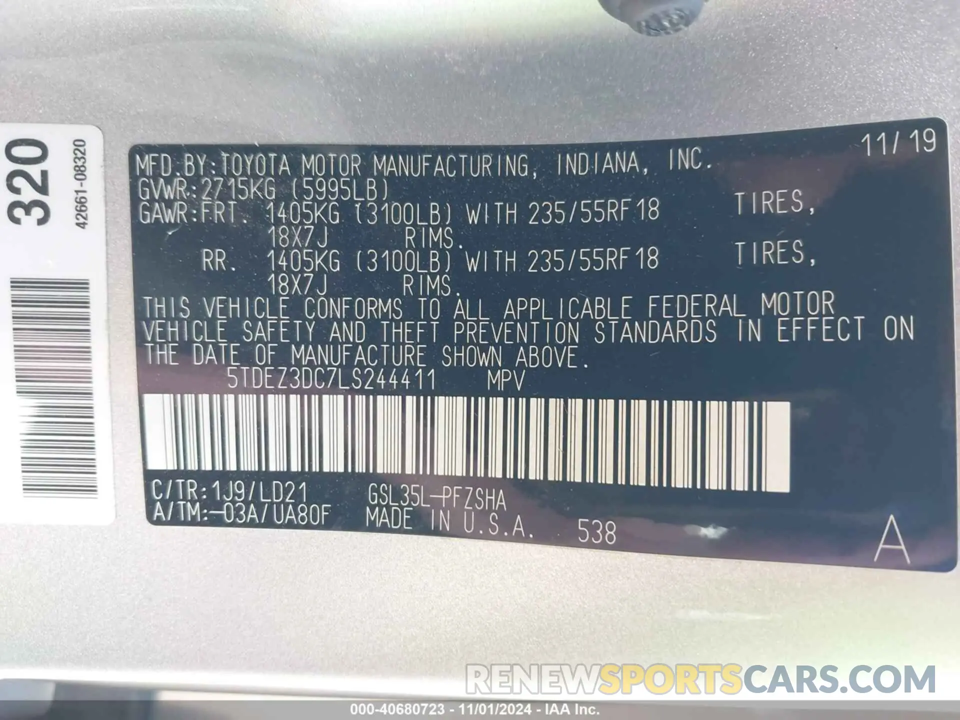 9 Photograph of a damaged car 5TDEZ3DC7LS244411 TOYOTA SIENNA 2020