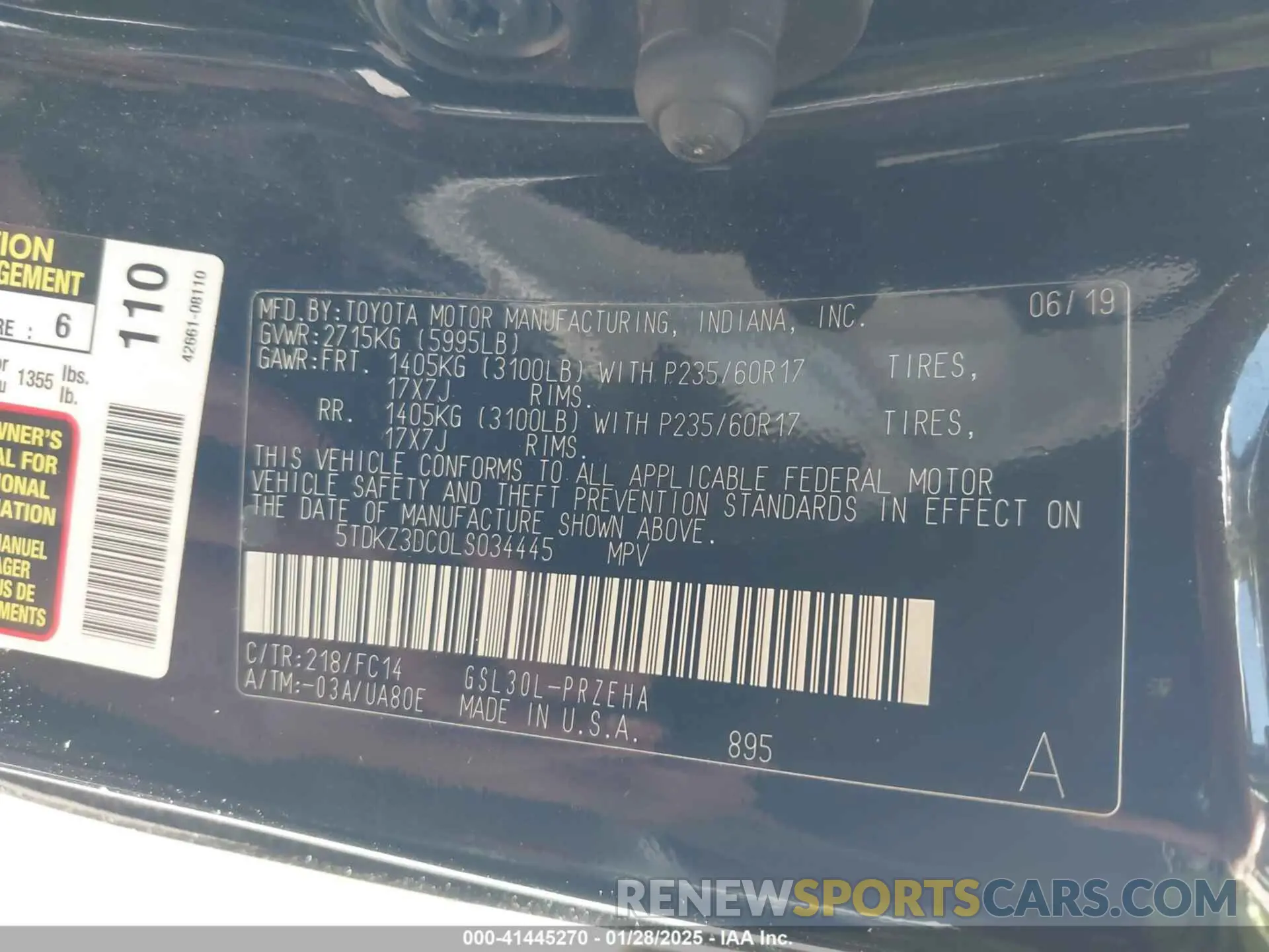 9 Photograph of a damaged car 5TDKZ3DC0LS034445 TOYOTA SIENNA 2020