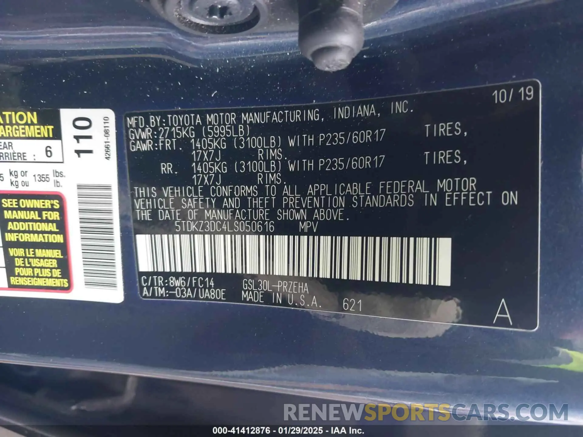 9 Фотография поврежденного автомобиля 5TDKZ3DC4LS050616 TOYOTA SIENNA 2020