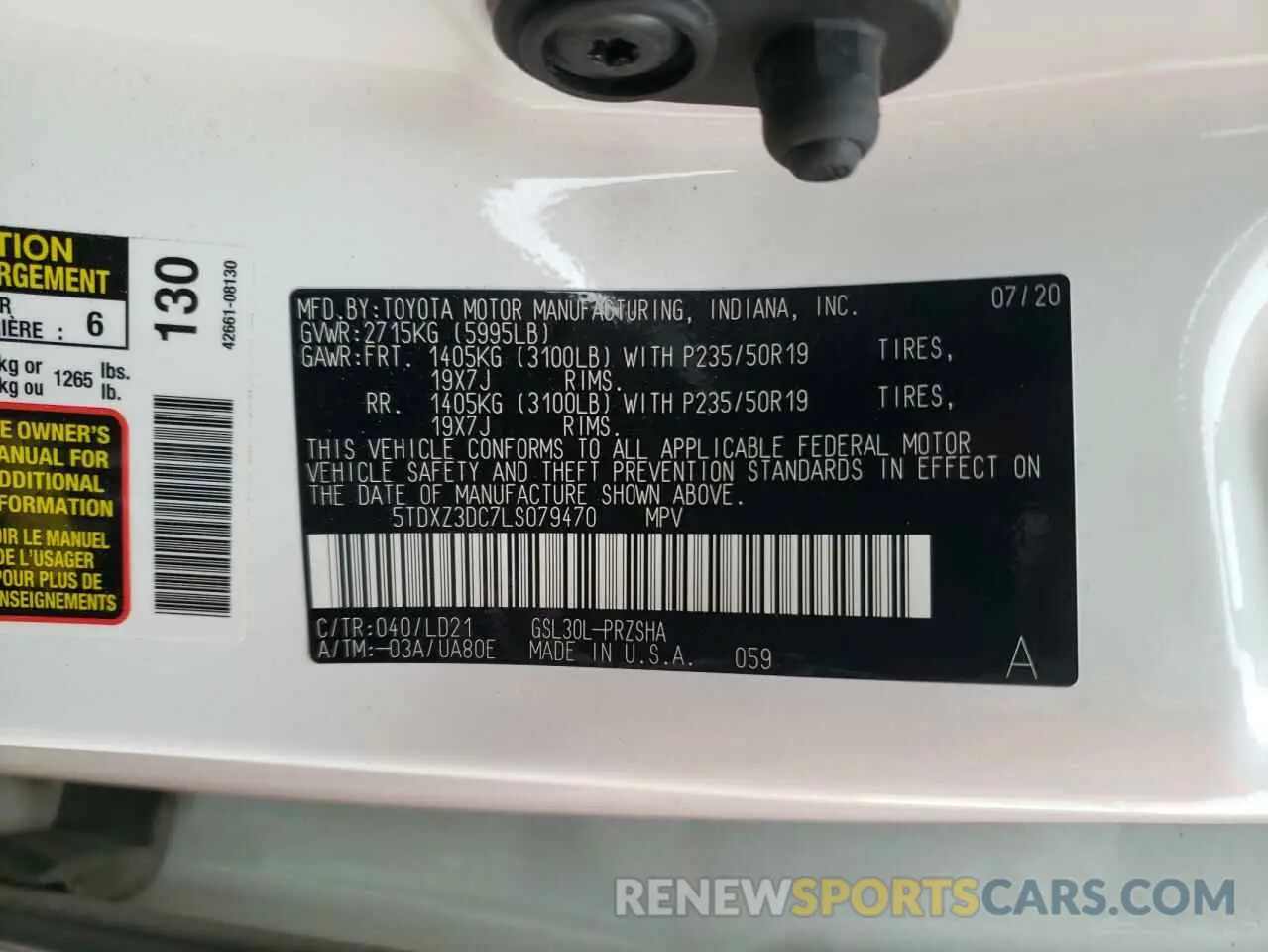 10 Photograph of a damaged car 5TDXZ3DC7LS079470 TOYOTA SIENNA 2020
