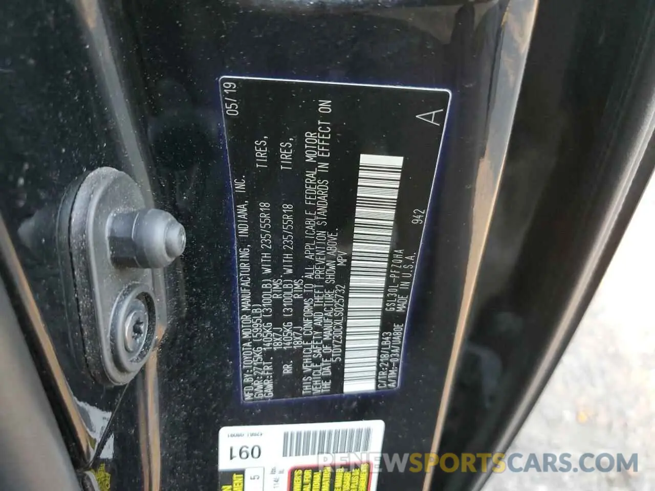10 Photograph of a damaged car 5TDYZ3DCXLS025732 TOYOTA SIENNA 2020