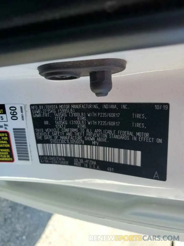 13 Фотография поврежденного автомобиля 5TDZZ3DC1LS056078 TOYOTA SIENNA 2020