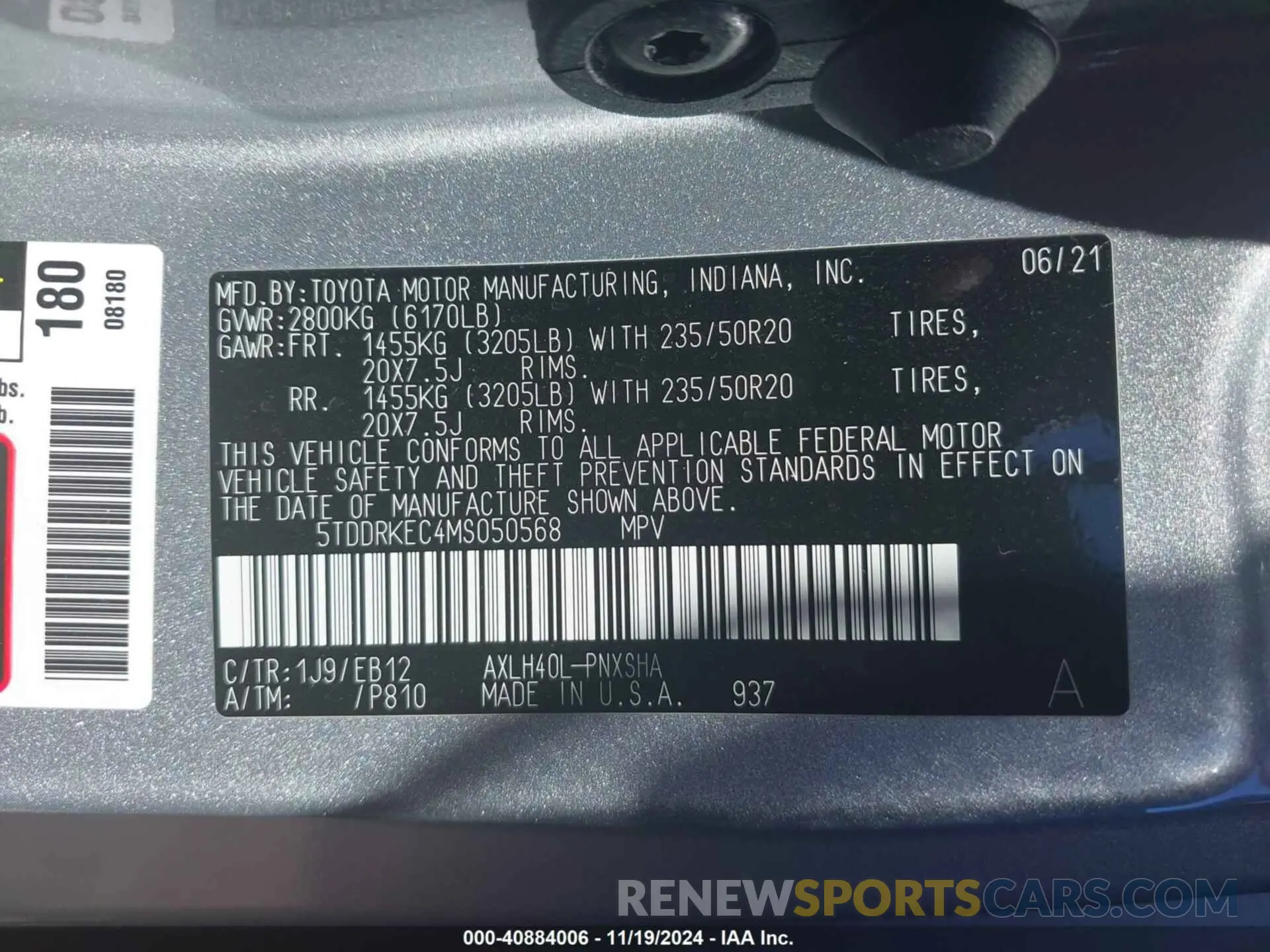 9 Фотография поврежденного автомобиля 5TDDRKEC4MS050568 TOYOTA SIENNA 2021