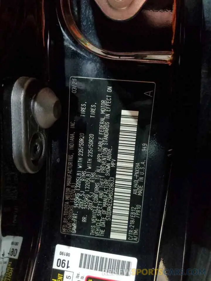 13 Фотография поврежденного автомобиля 5TDDRKEC5MS029633 TOYOTA SIENNA 2021