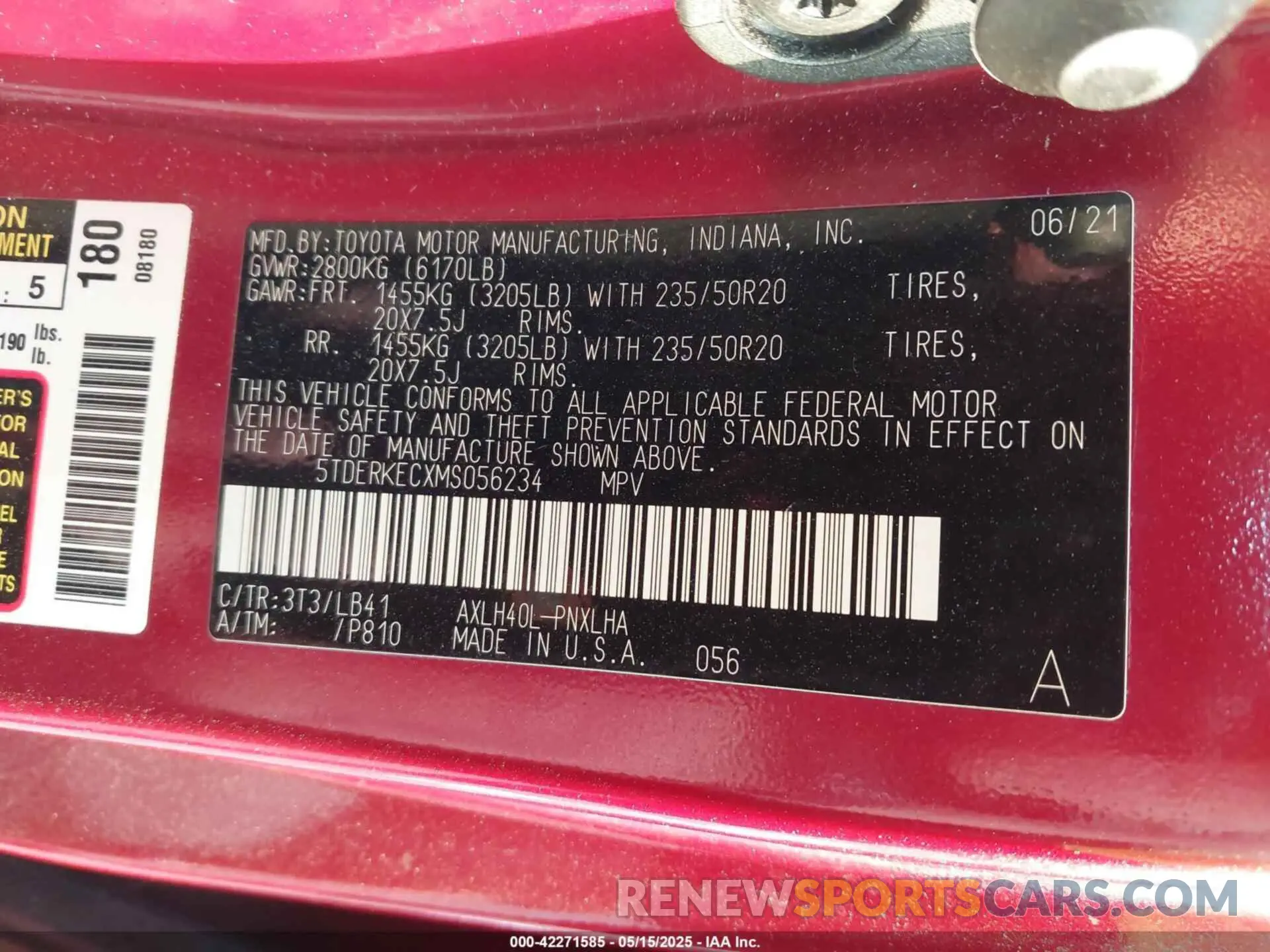 9 Фотография поврежденного автомобиля 5TDERKECXMS056234 TOYOTA SIENNA 2021