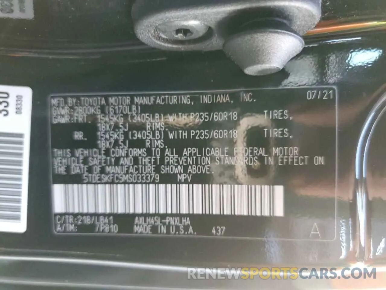 14 Фотография поврежденного автомобиля 5TDESKFC5MS033379 TOYOTA SIENNA 2021