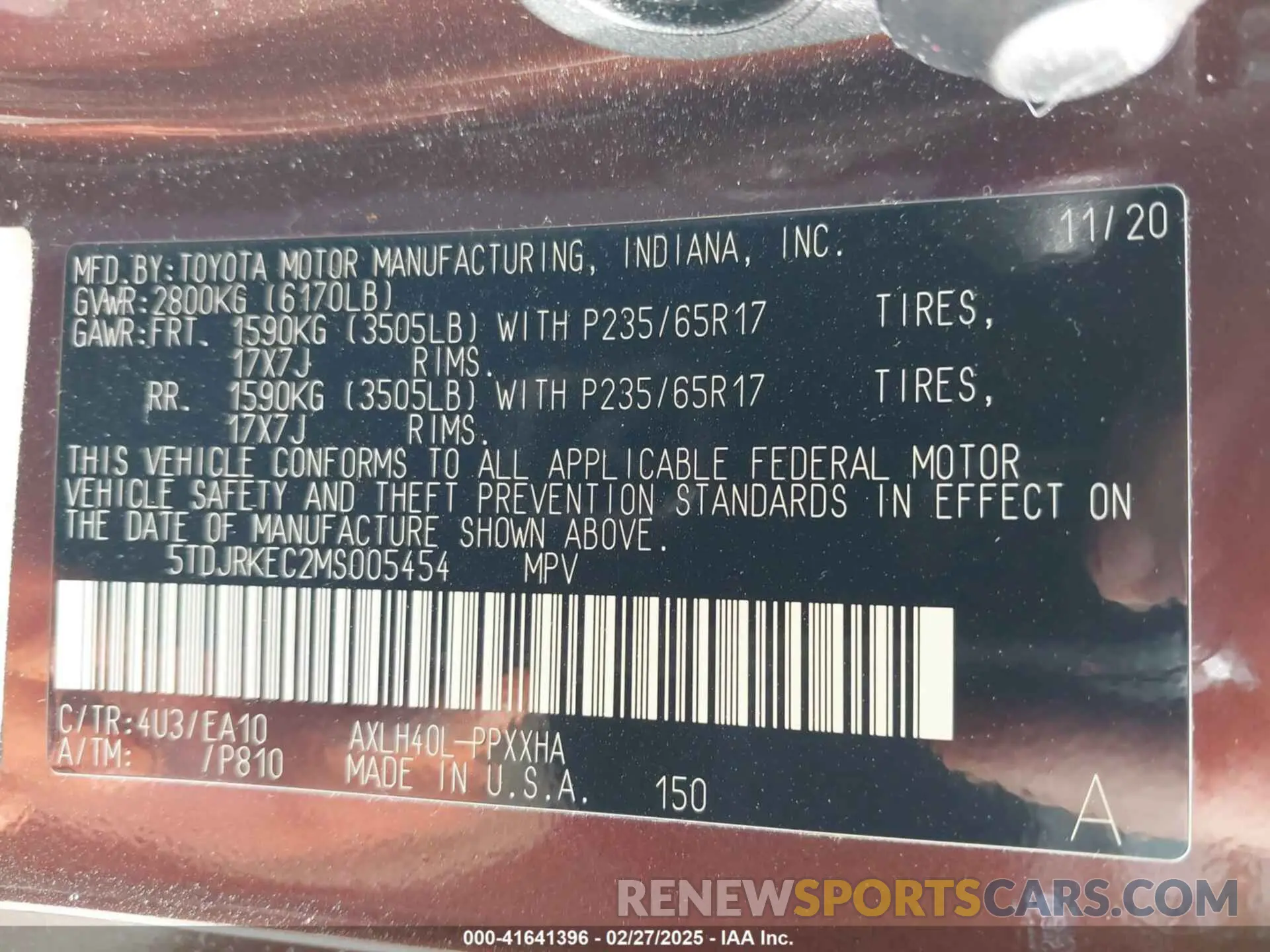 9 Photograph of a damaged car 5TDJRKEC2MS005454 TOYOTA SIENNA 2021