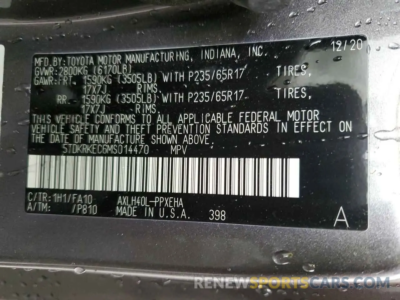 10 Фотография поврежденного автомобиля 5TDKRKEC6MS014470 TOYOTA SIENNA 2021