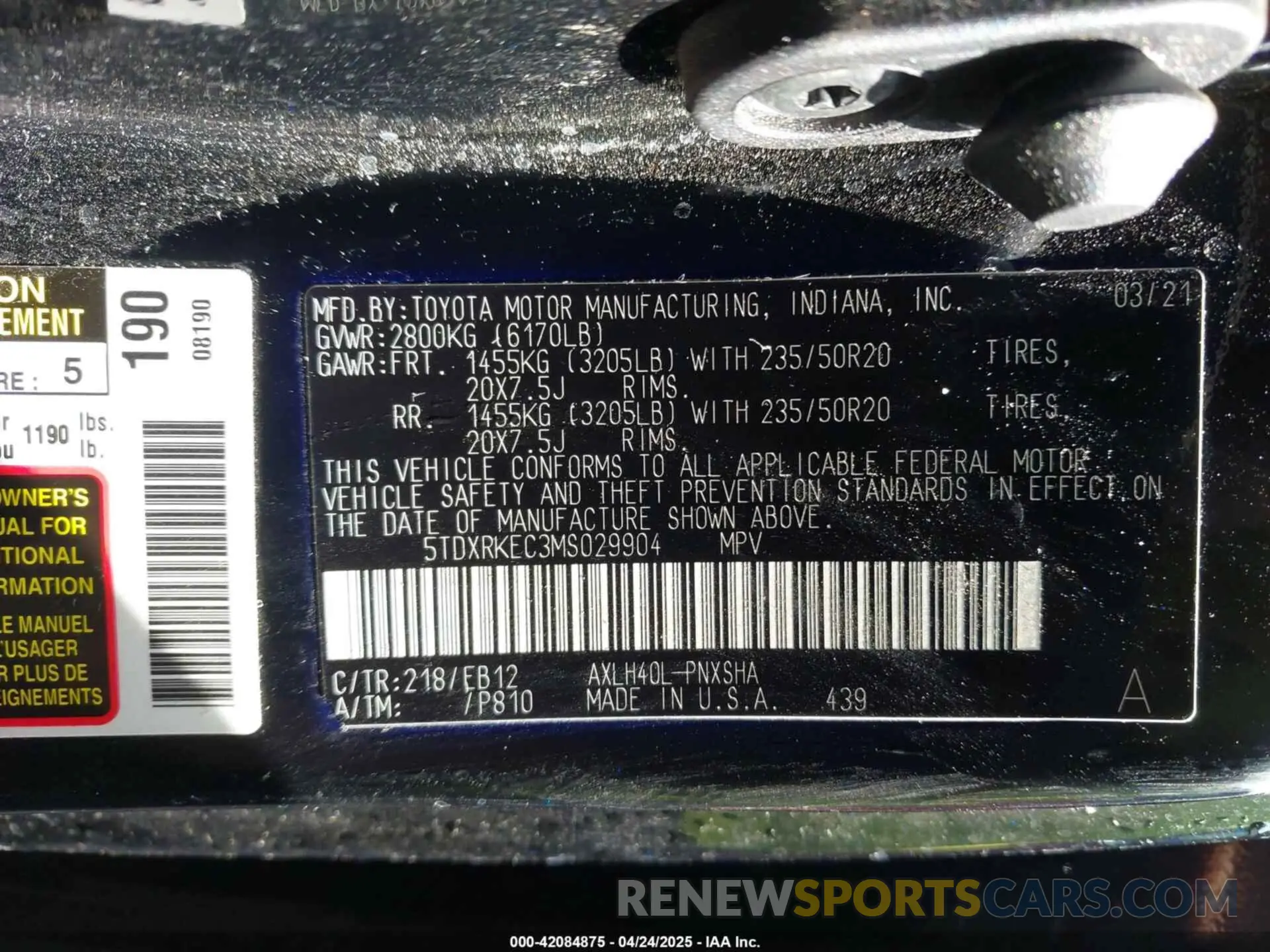 9 Фотография поврежденного автомобиля 5TDXRKEC3MS029904 TOYOTA SIENNA 2021