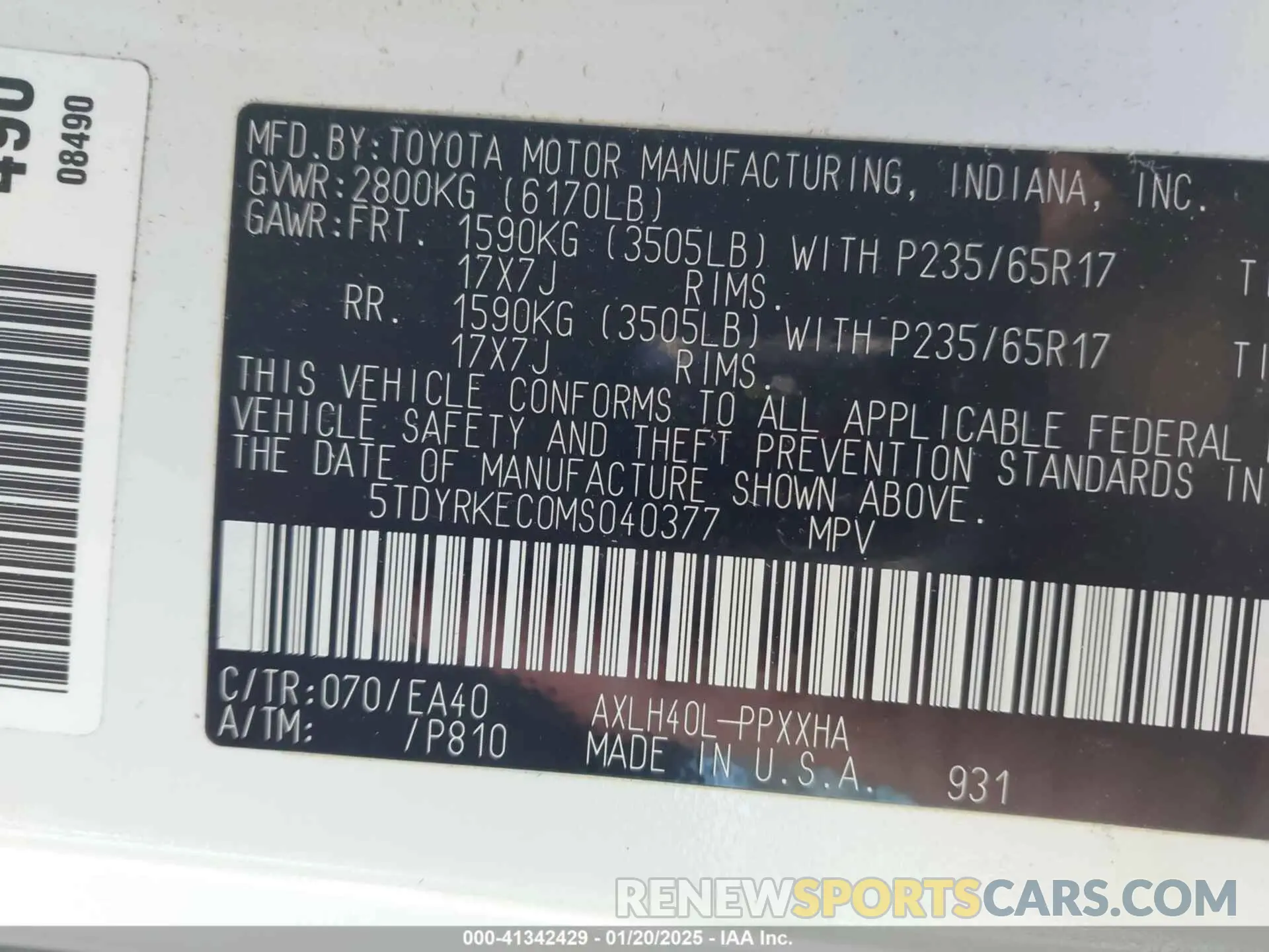 9 Photograph of a damaged car 5TDYRKEC0MS040377 TOYOTA SIENNA 2021