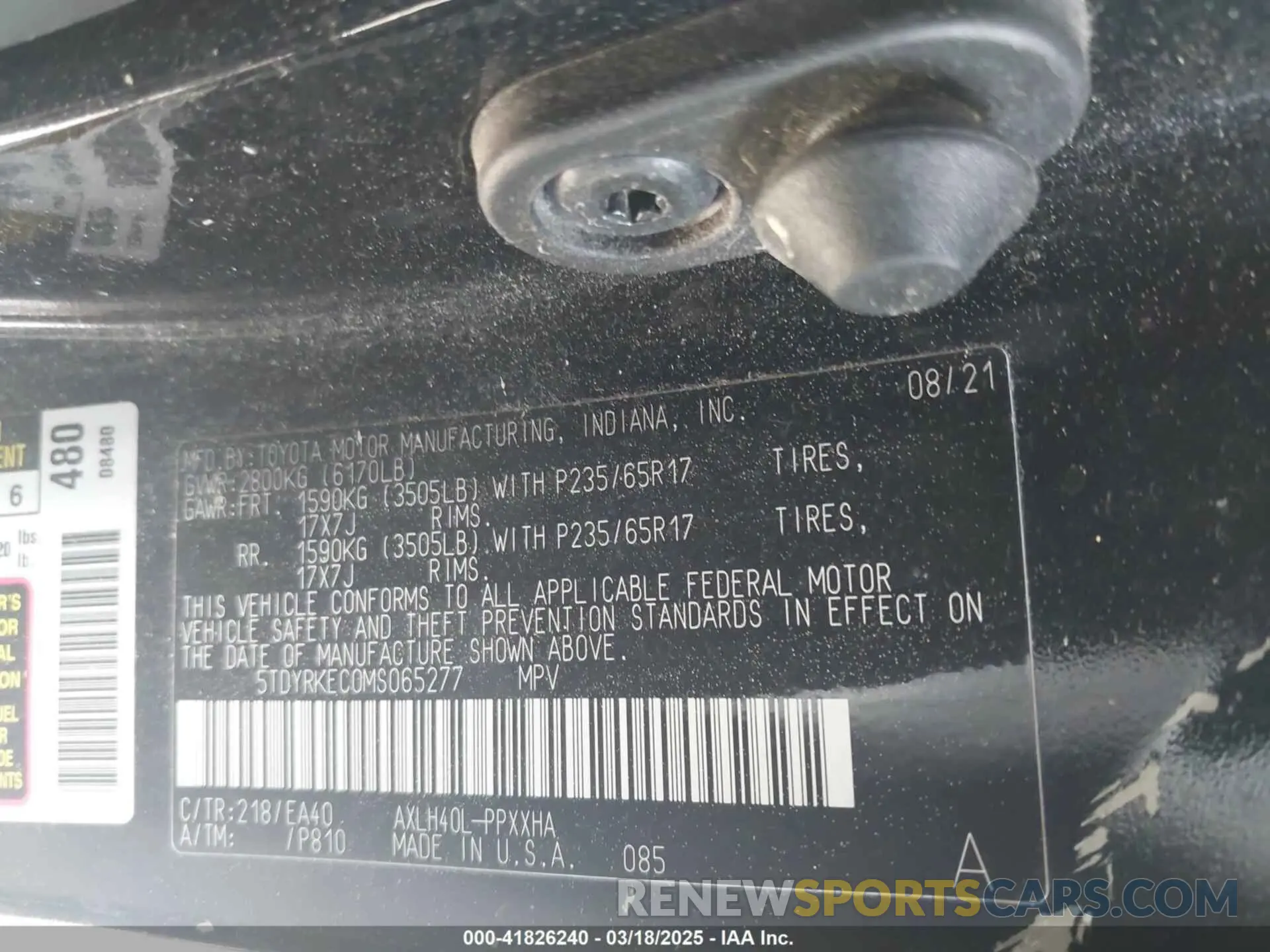 9 Фотография поврежденного автомобиля 5TDYRKEC0MS065277 TOYOTA SIENNA 2021