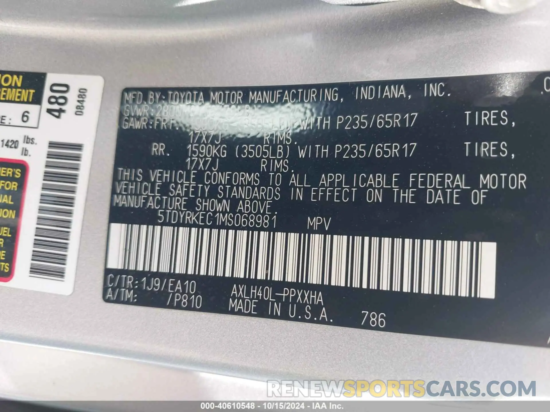 9 Photograph of a damaged car 5TDYRKEC1MS068981 TOYOTA SIENNA 2021