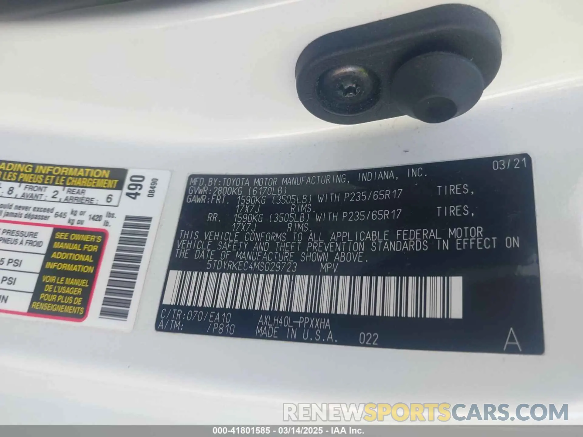 9 Photograph of a damaged car 5TDYRKEC4MS029723 TOYOTA SIENNA 2021