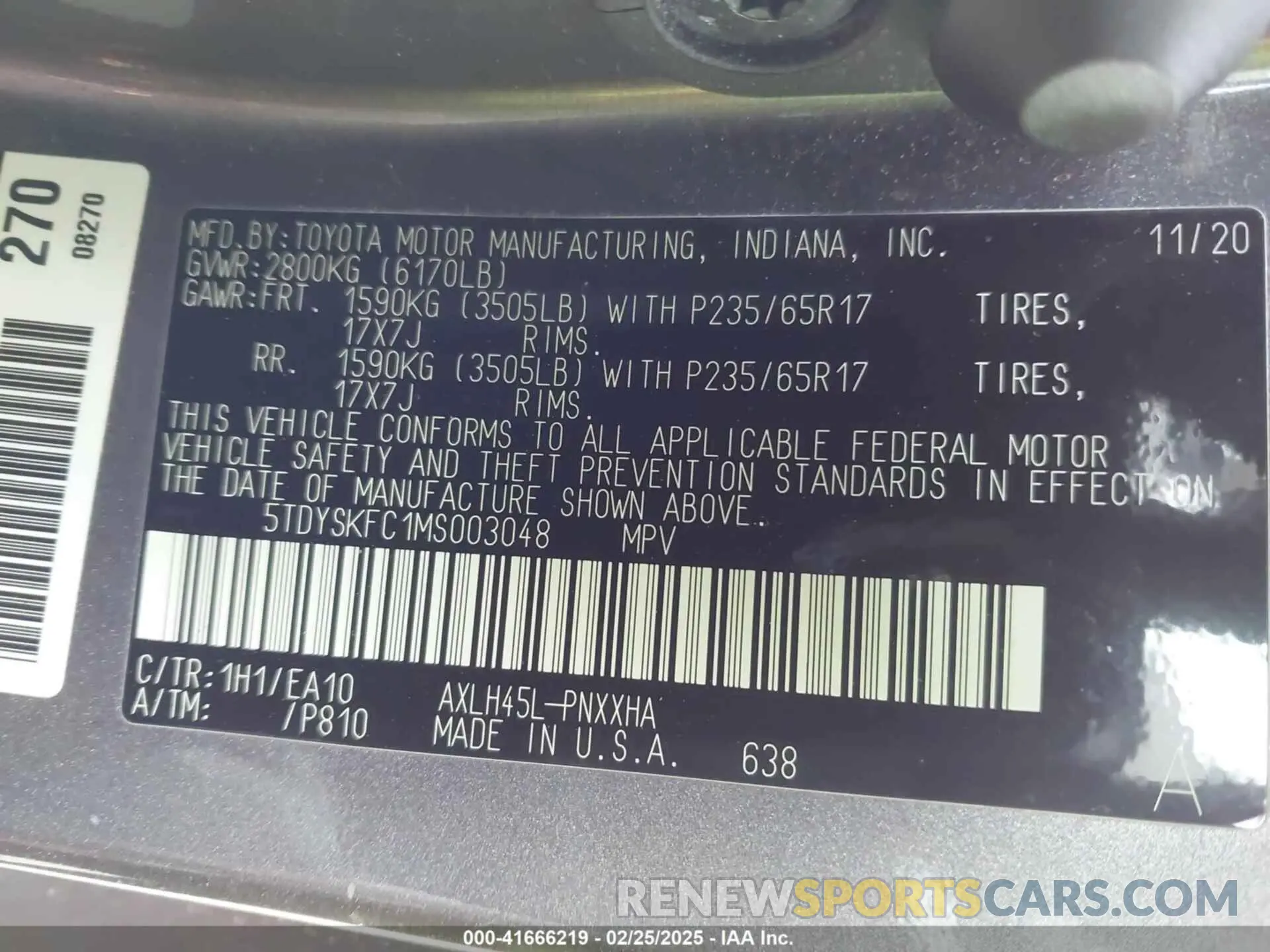 9 Photograph of a damaged car 5TDYSKFC1MS003048 TOYOTA SIENNA 2021