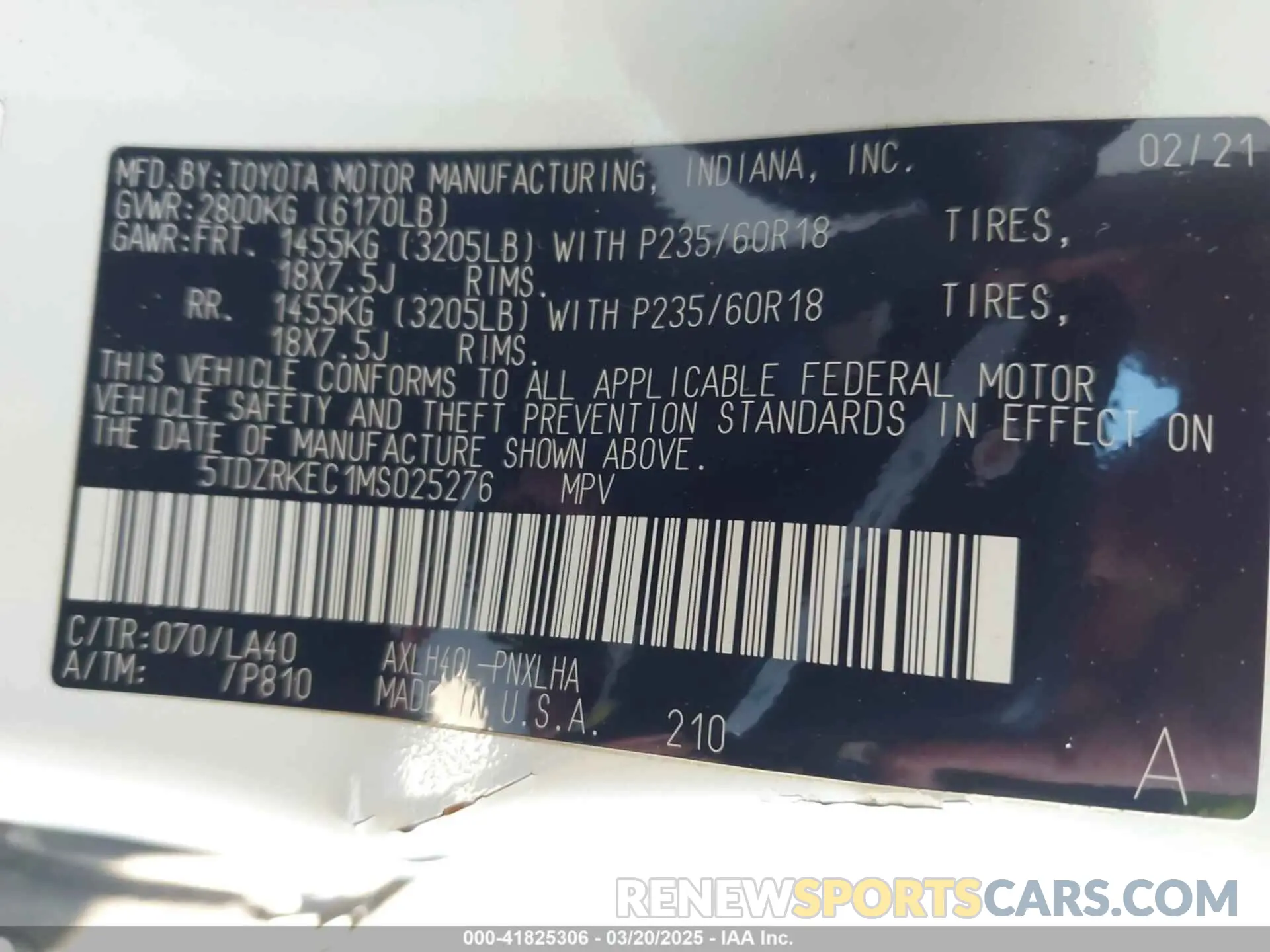 9 Фотография поврежденного автомобиля 5TDZRKEC1MS025276 TOYOTA SIENNA 2021