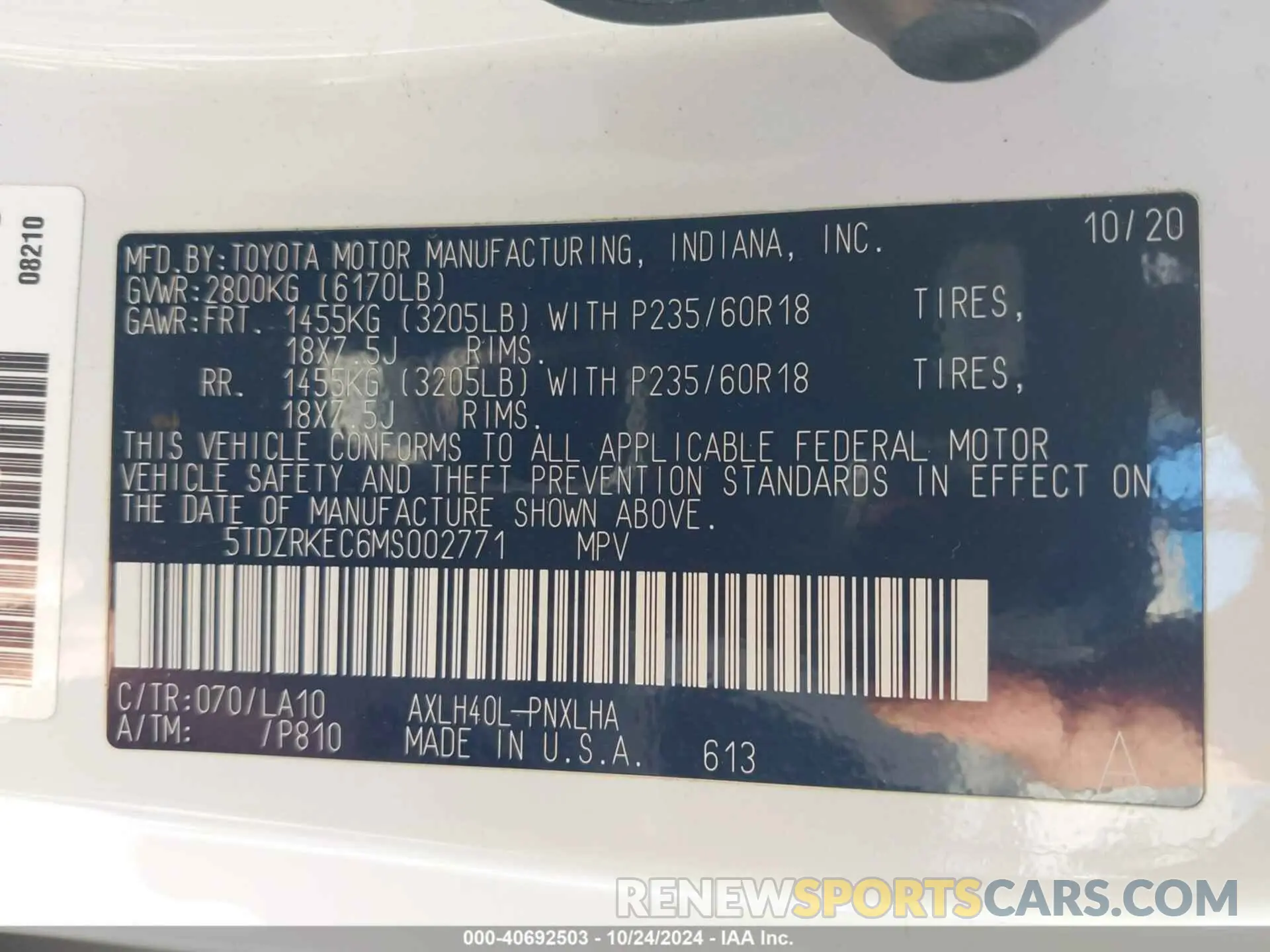 9 Фотография поврежденного автомобиля 5TDZRKEC6MS002771 TOYOTA SIENNA 2021
