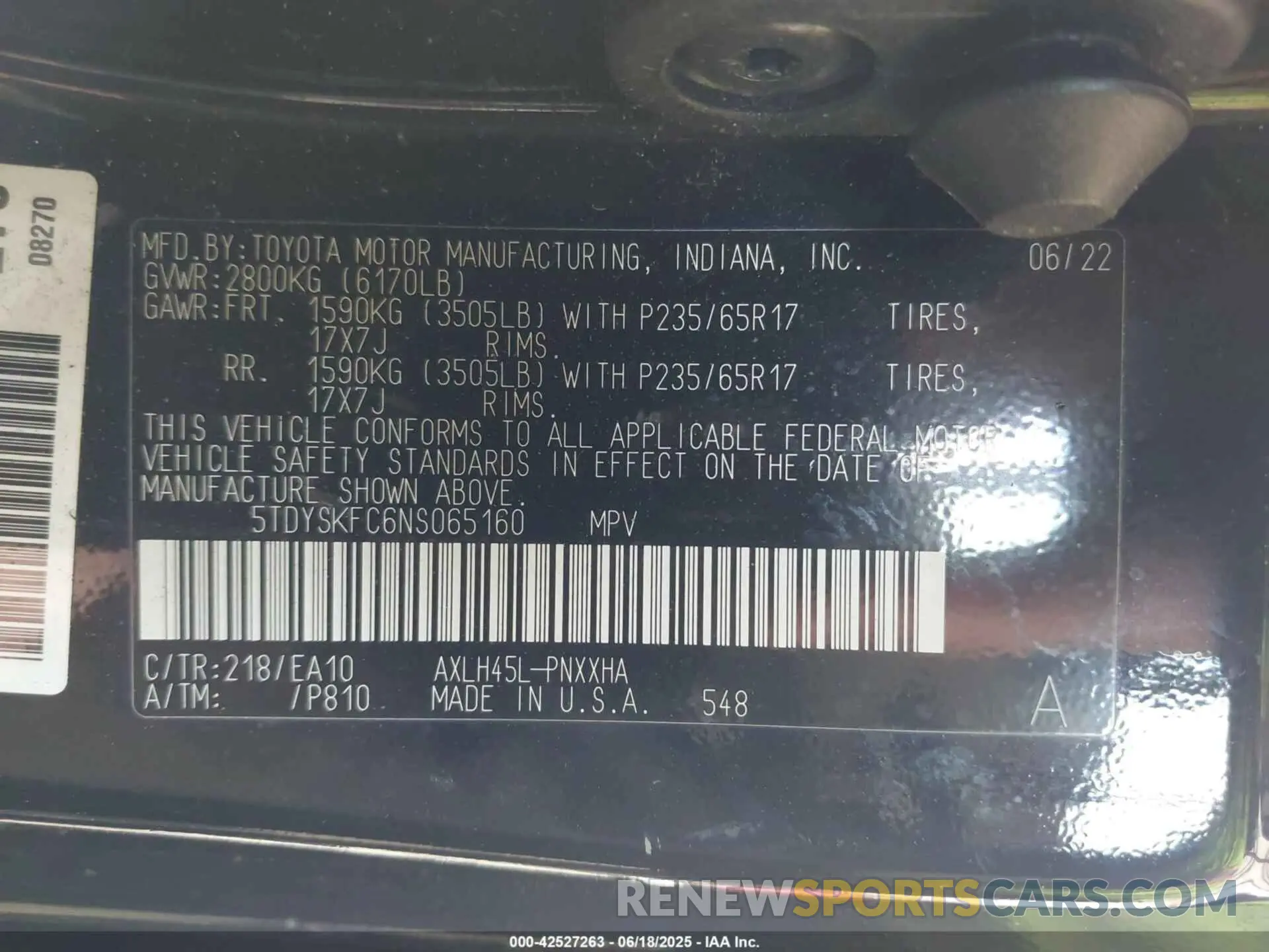 9 Photograph of a damaged car 5TDYSKFC6NS065160 TOYOTA SIENNA 2022