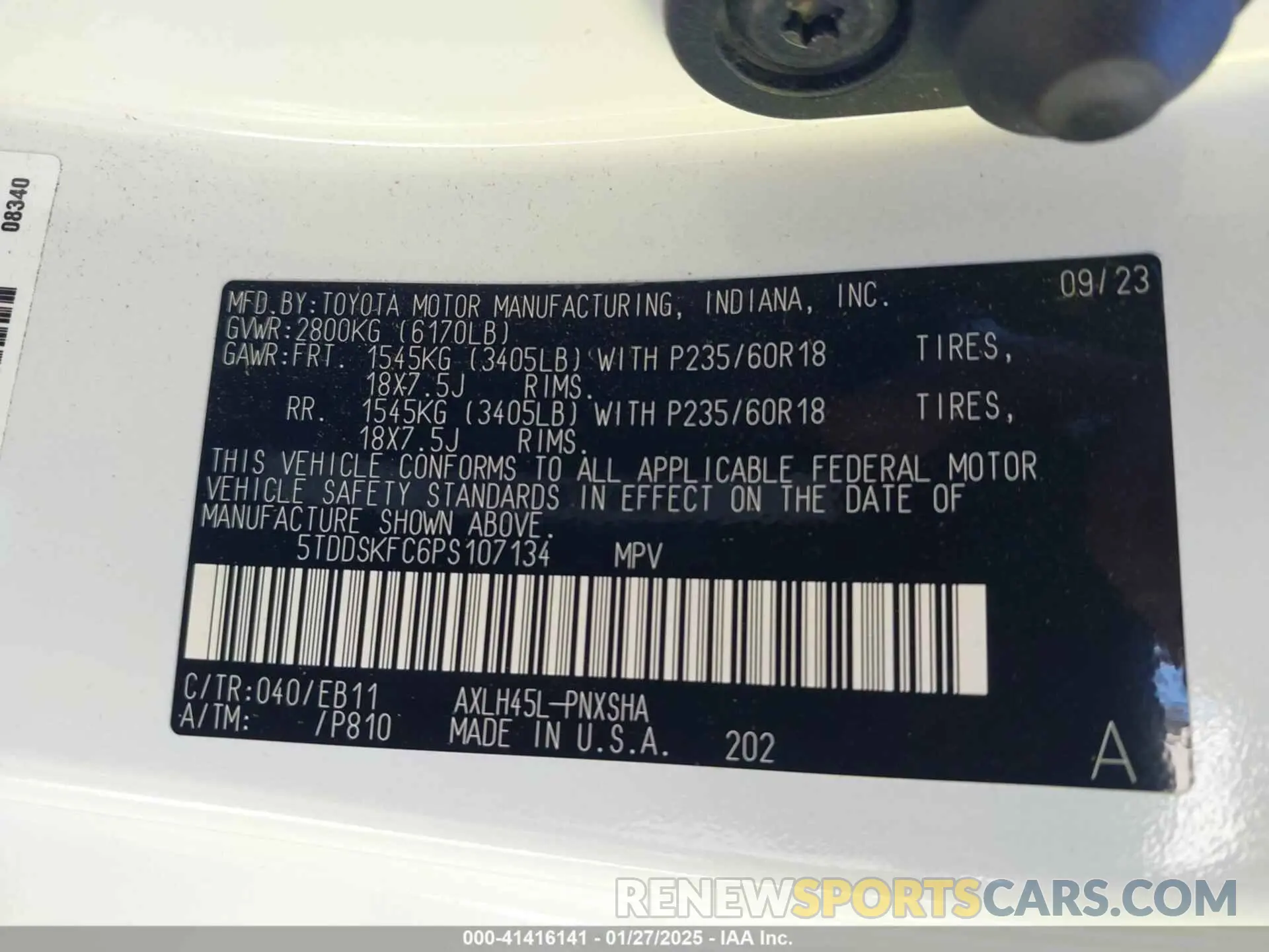 9 Photograph of a damaged car 5TDDSKFC6PS107134 TOYOTA SIENNA 2023