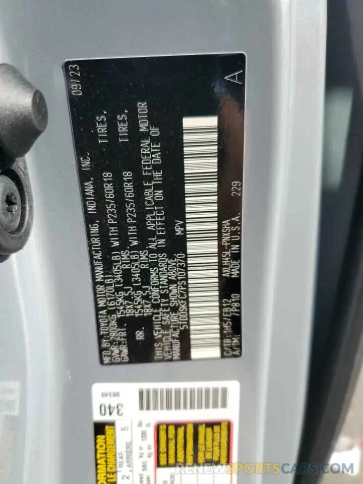 13 Photograph of a damaged car 5TDDSKFC7PS107370 TOYOTA SIENNA 2023