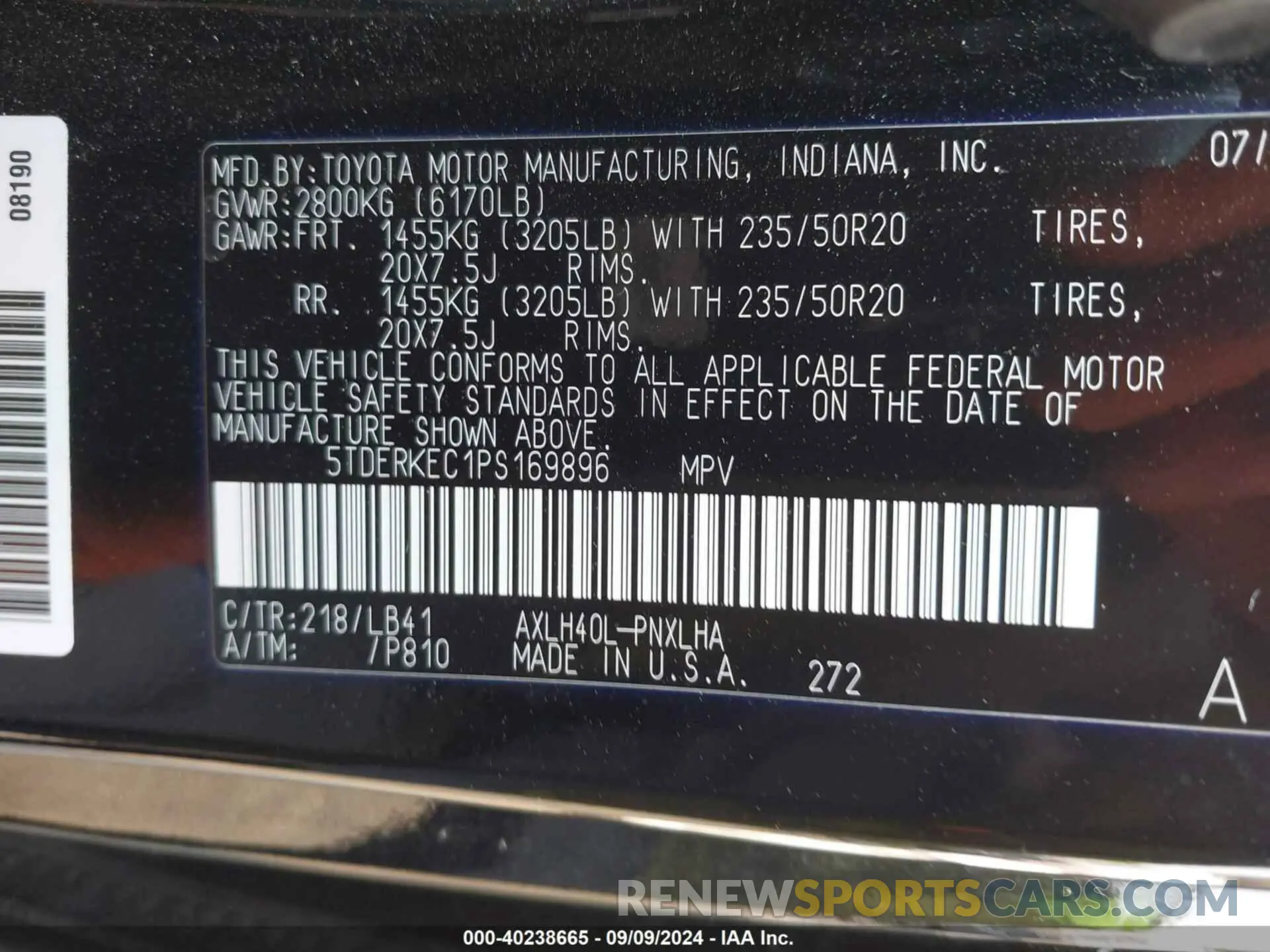 9 Фотография поврежденного автомобиля 5TDERKEC1PS169896 TOYOTA SIENNA 2023