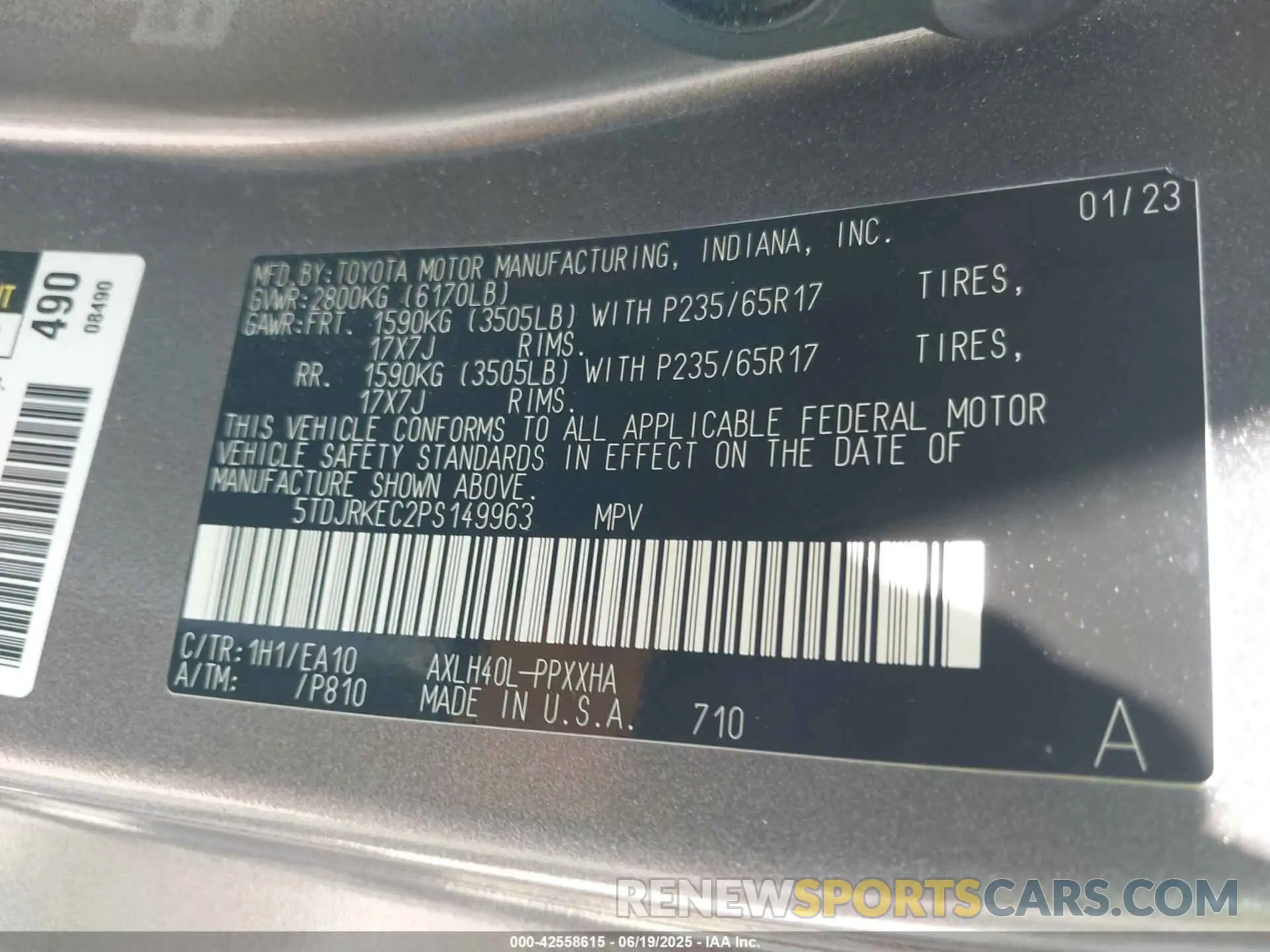 9 Photograph of a damaged car 5TDJRKEC2PS149963 TOYOTA SIENNA 2023