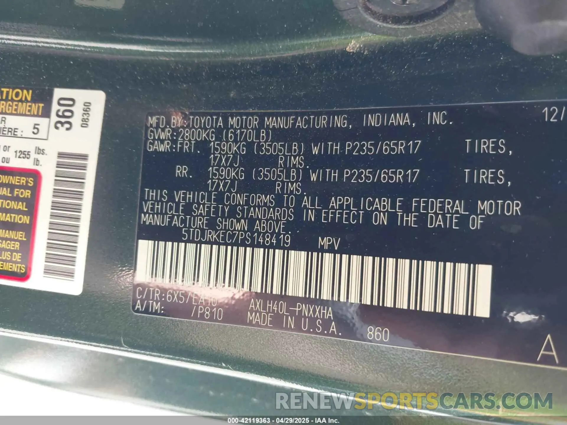 9 Photograph of a damaged car 5TDJRKEC7PS148419 TOYOTA SIENNA 2023
