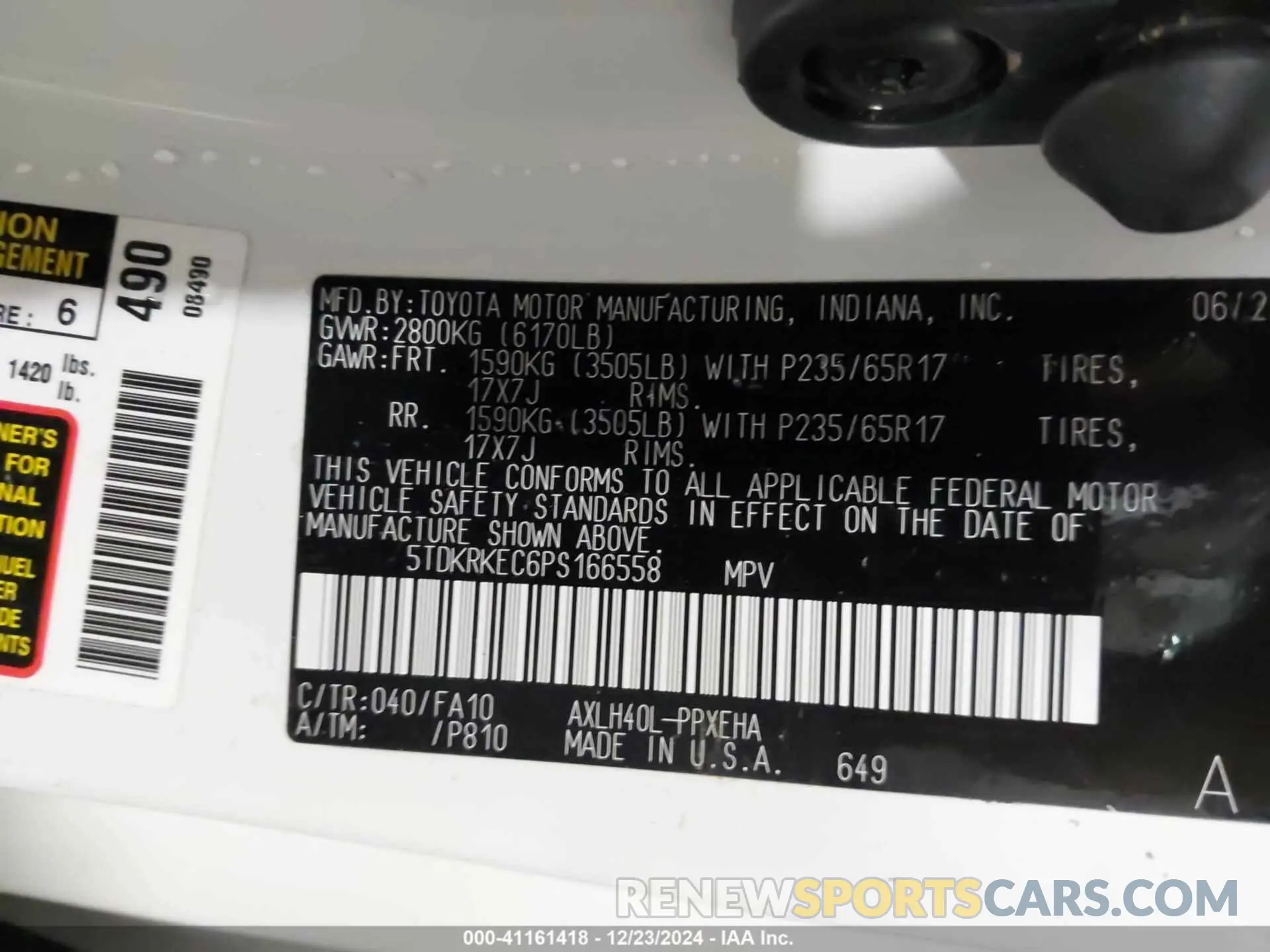 9 Фотография поврежденного автомобиля 5TDKRKEC6PS166558 TOYOTA SIENNA 2023