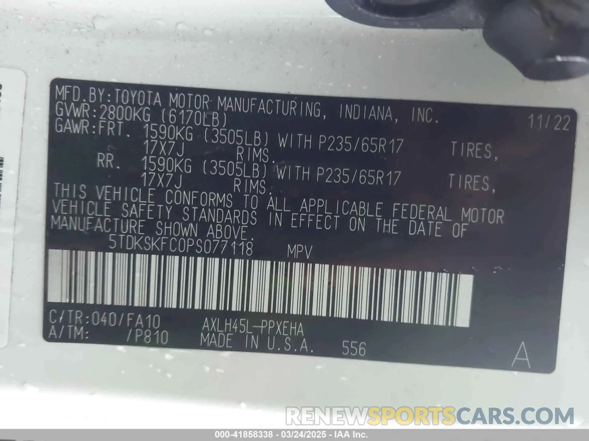 9 Фотография поврежденного автомобиля 5TDKSKFC0PS077118 TOYOTA SIENNA 2023