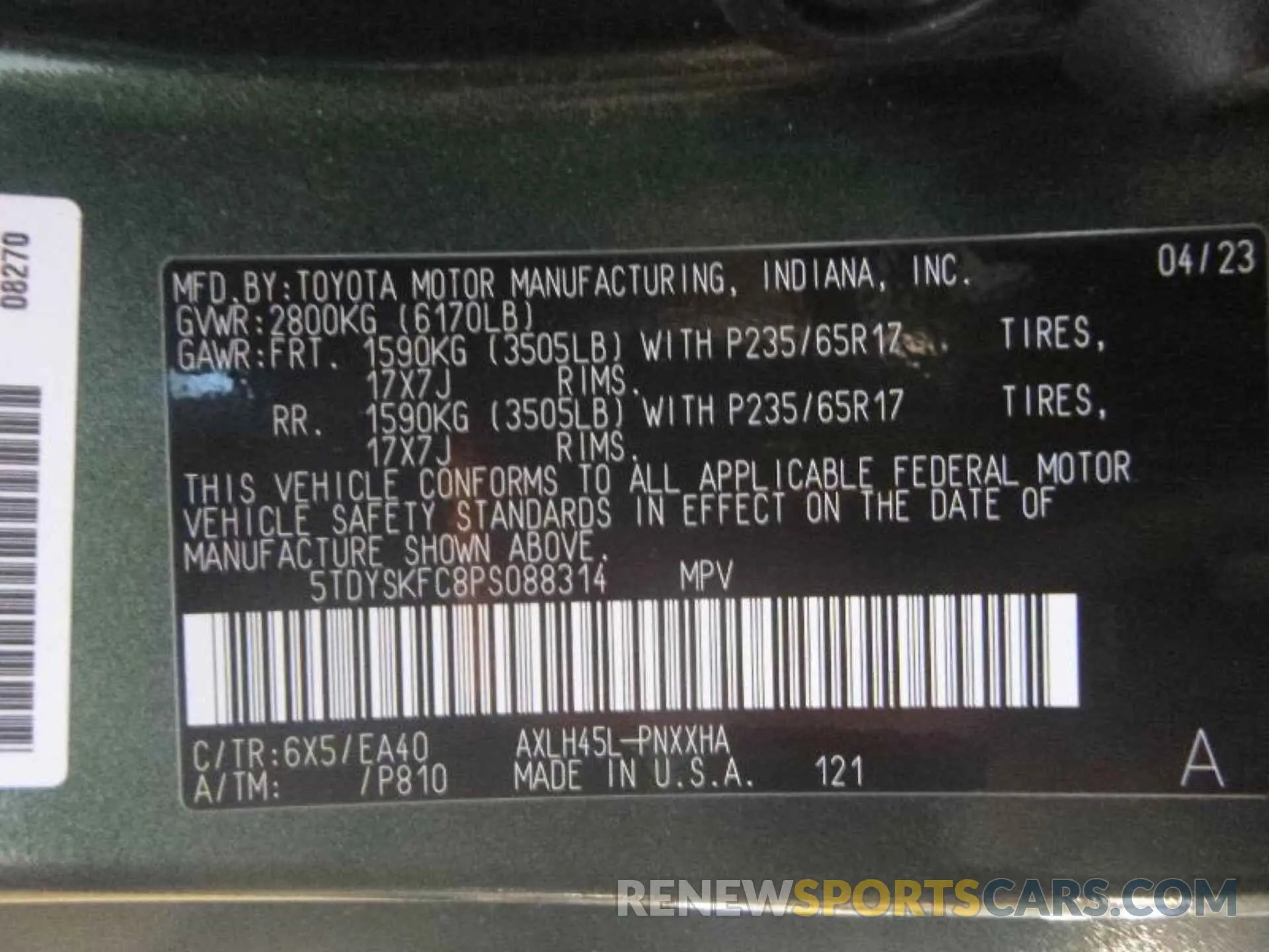 11 Фотография поврежденного автомобиля 5TDYSKFC8PS088314 TOYOTA SIENNA 2023