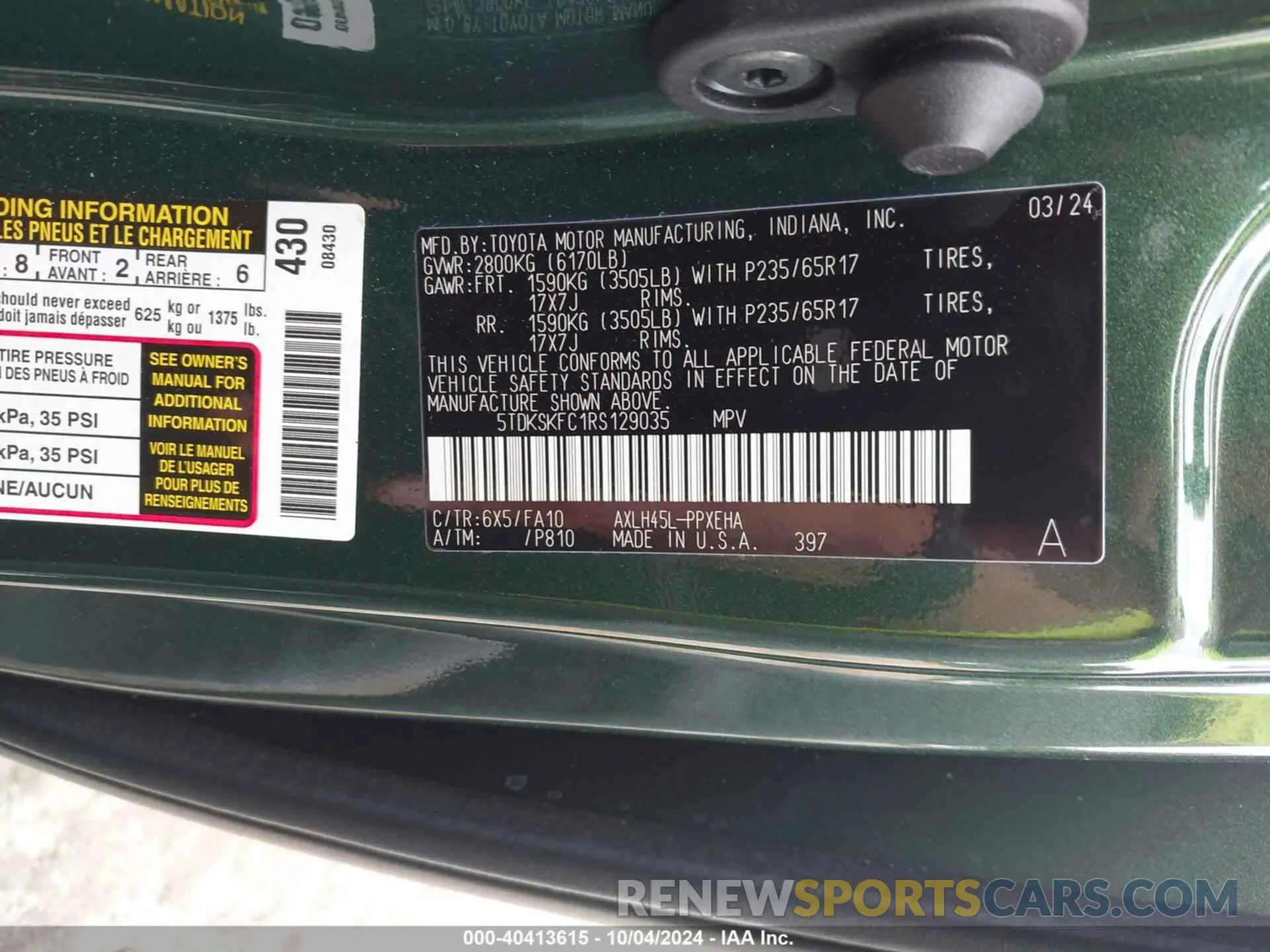 9 Photograph of a damaged car 5TDKSKFC1RS129035 TOYOTA SIENNA 2024