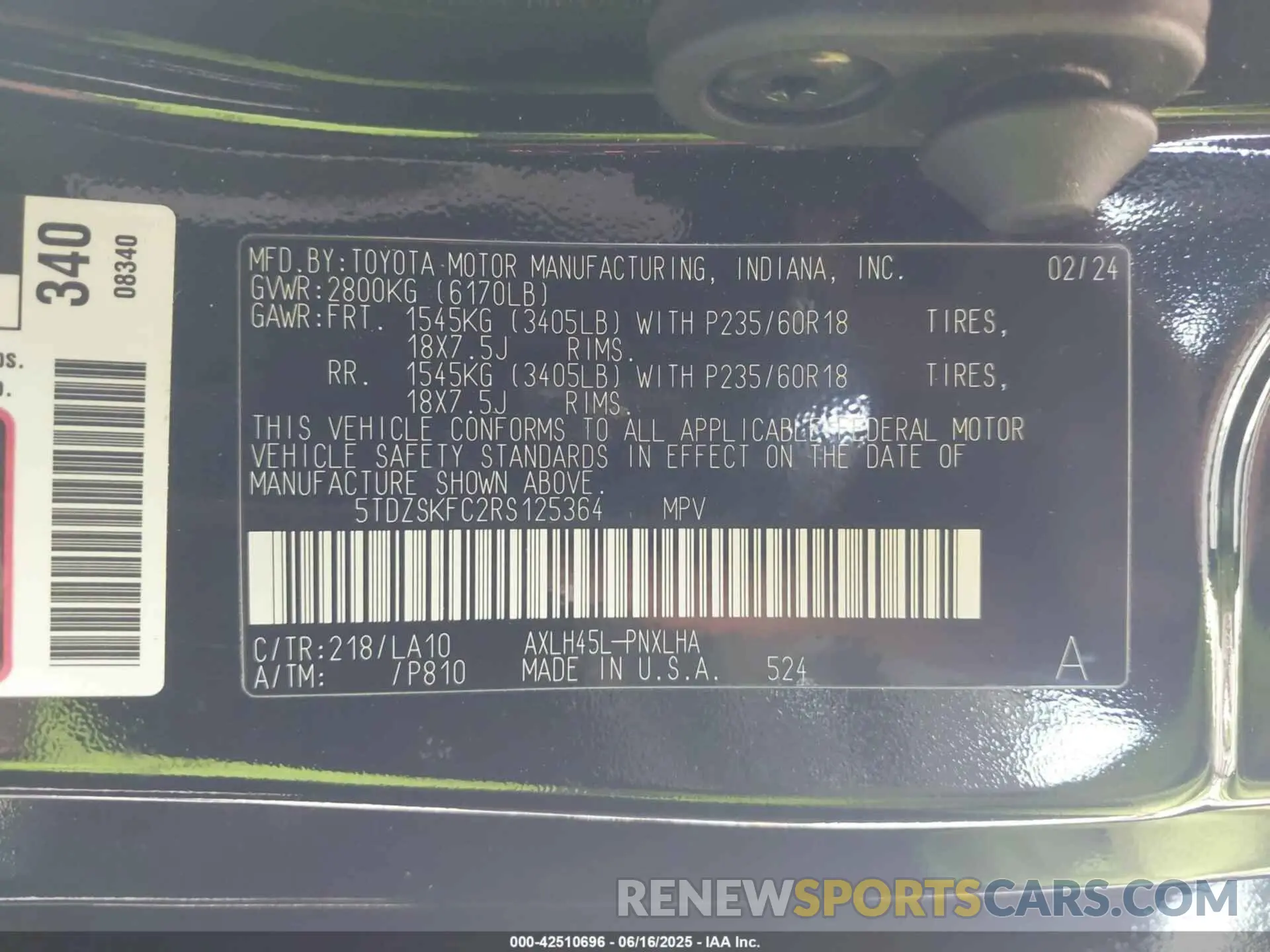 9 Фотография поврежденного автомобиля 5TDZSKFC2RS125364 TOYOTA SIENNA 2024