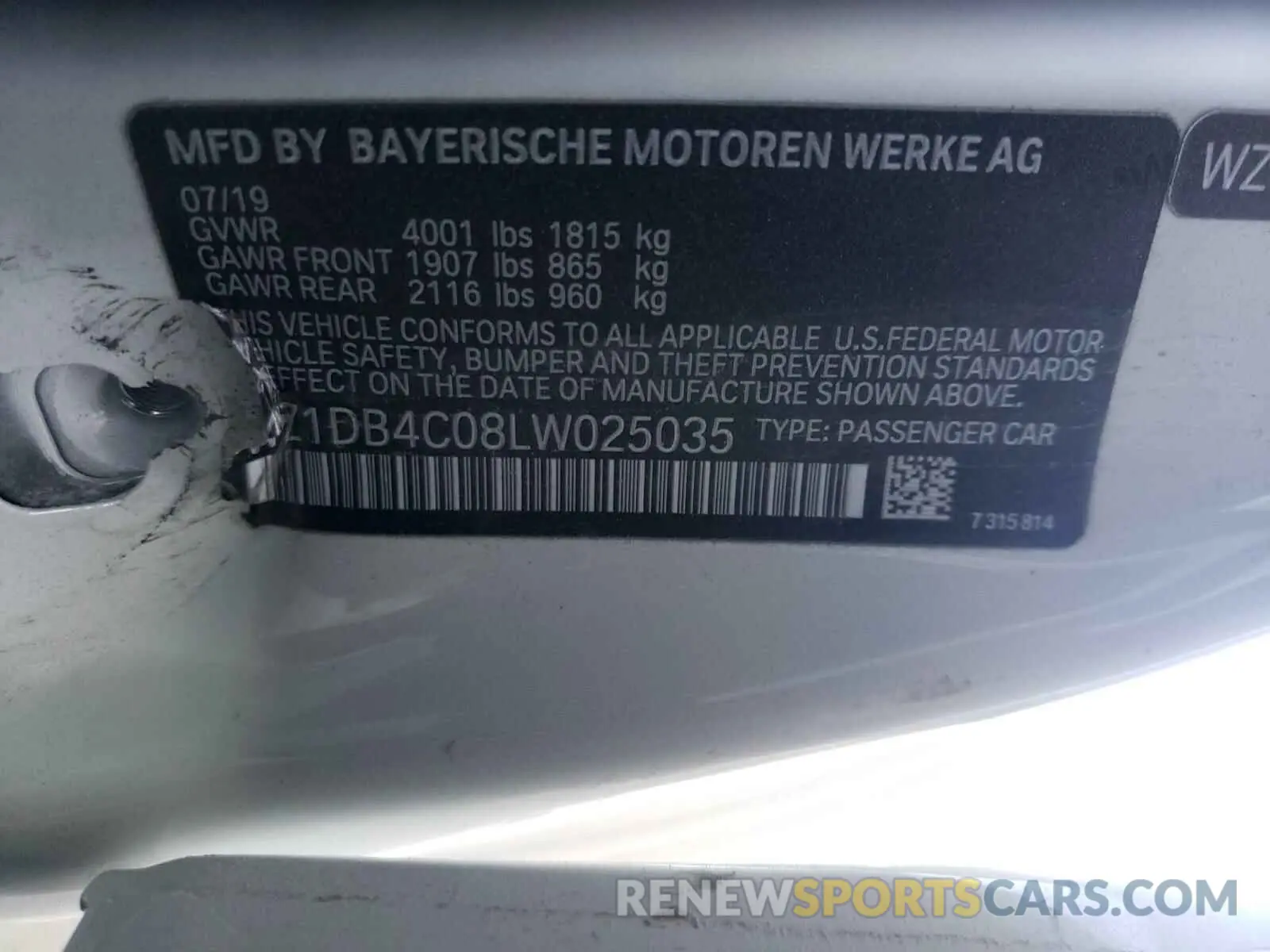 10 Photograph of a damaged car WZ1DB4C08LW025035 TOYOTA SUPRA 2020