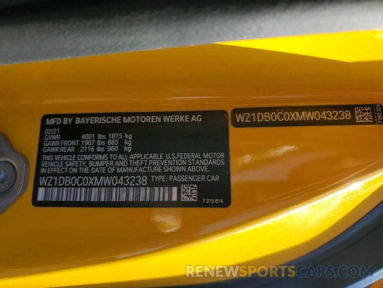 14 Фотография поврежденного автомобиля WZ1DB0C0XMW043238 TOYOTA SUPRA 2021